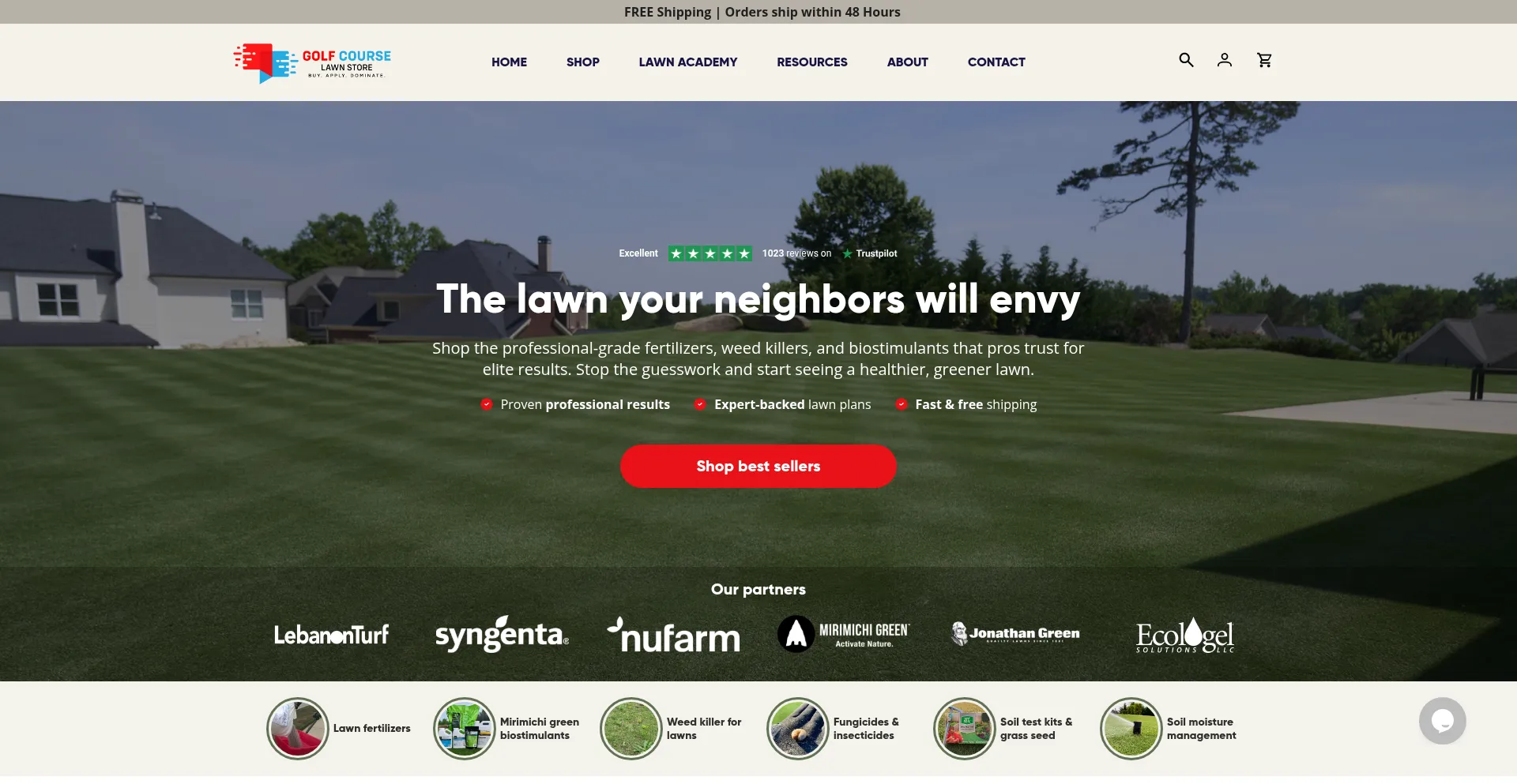 Website screenshot of Golfcourselawn.store