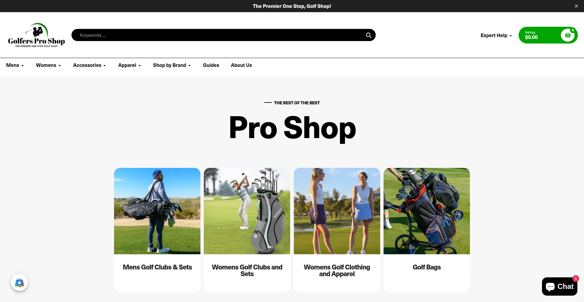 Website screenshot of Golfersproshop.com