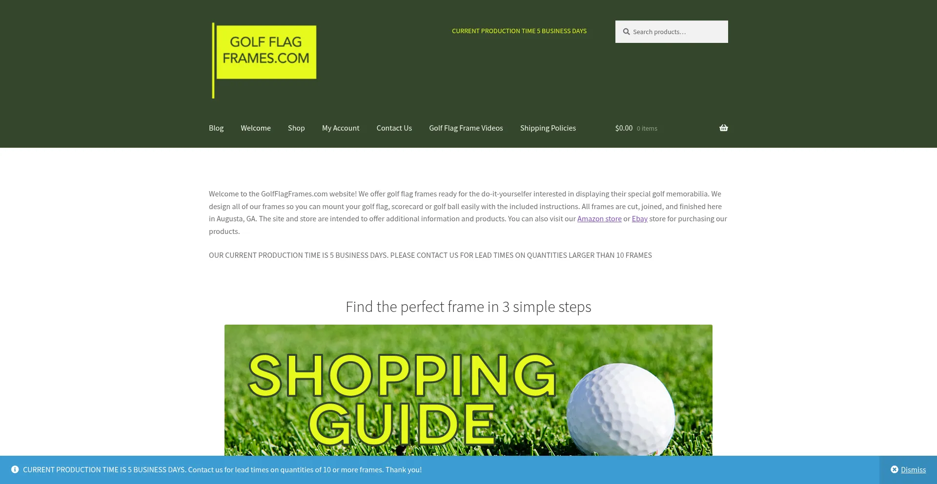 Golfflagframes.com Screenshot