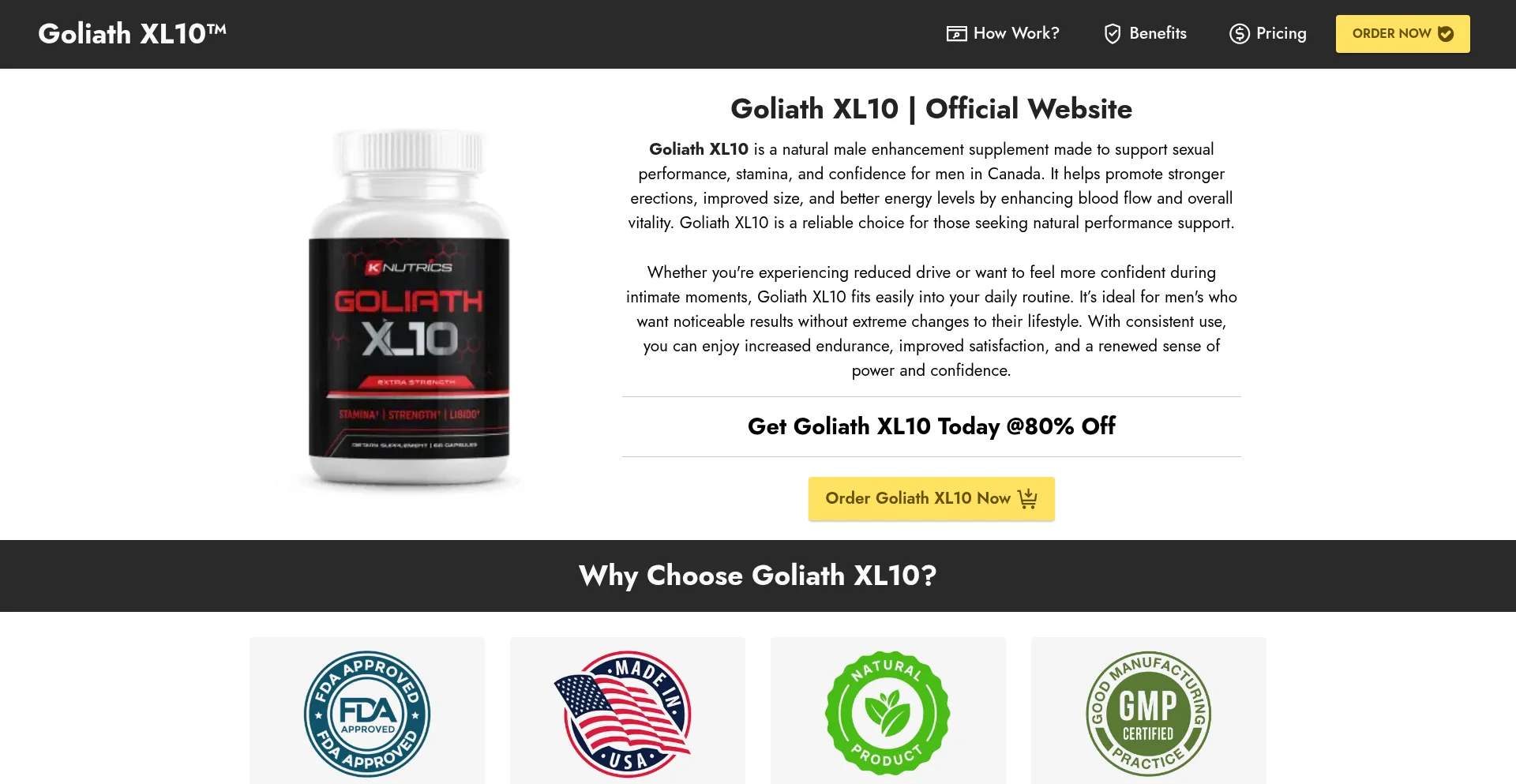 Website screenshot of Goliathxl10.ca