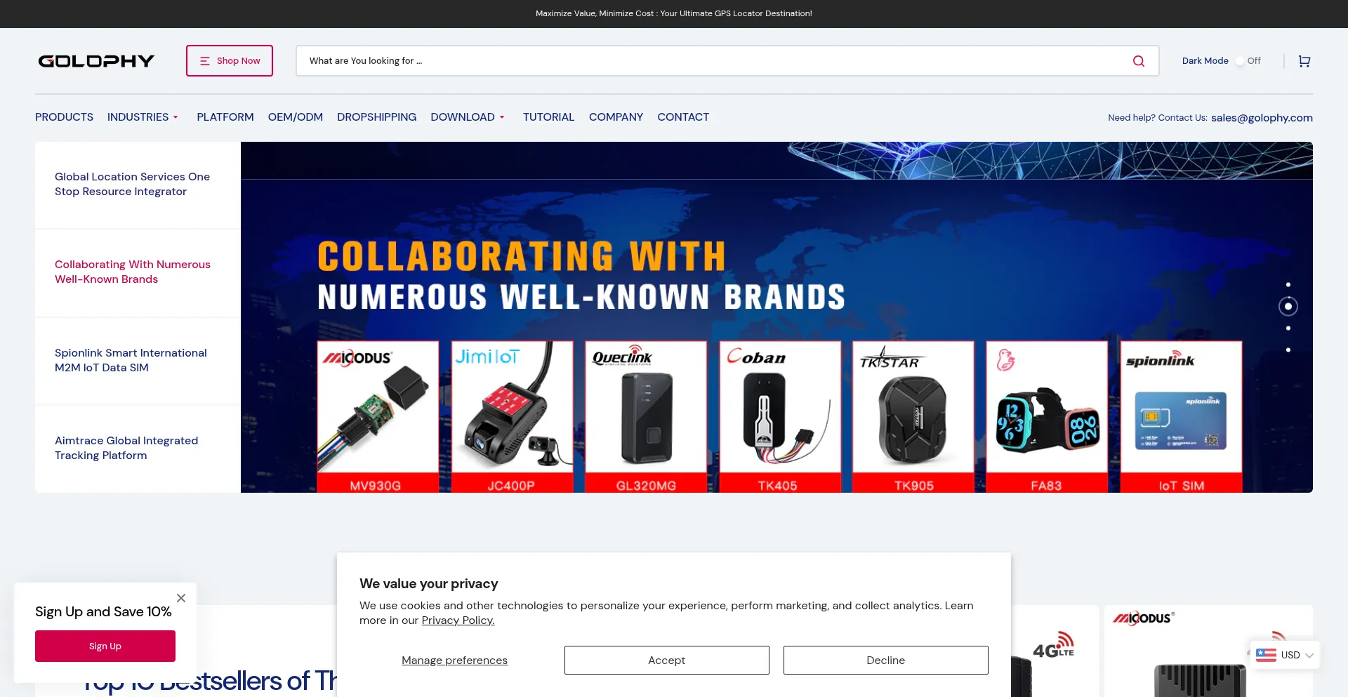 Website screenshot of Golophy.com