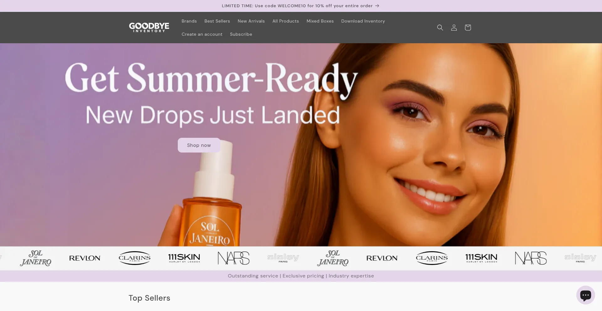 Website screenshot of Goodbyeinventory.com