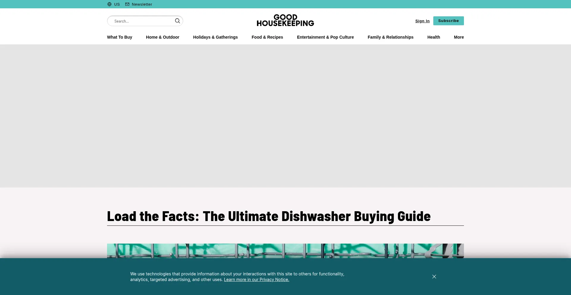 Website screenshot of Goodhousekeeping.com