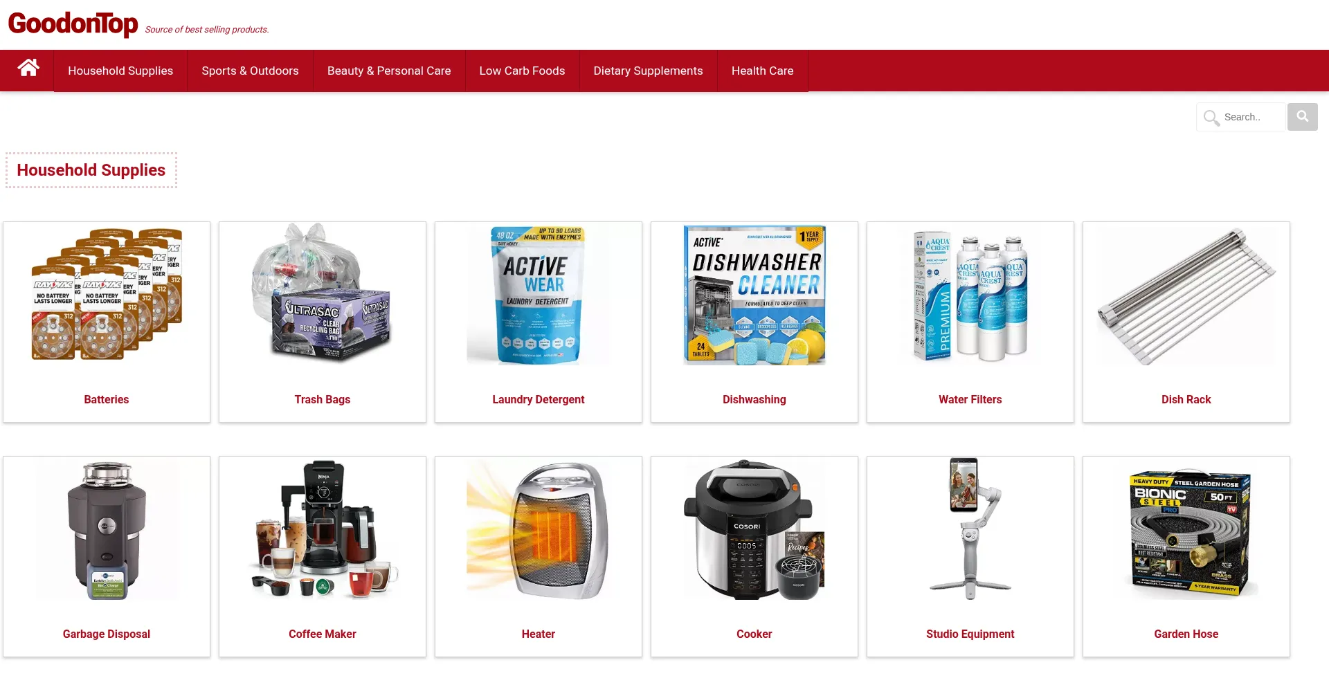 Website screenshot of Goodontop.com
