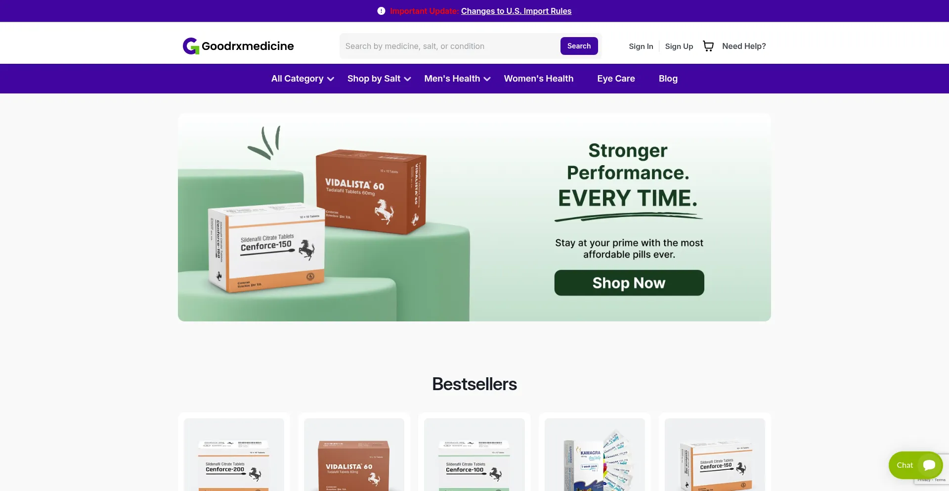 Website screenshot of Goodrxmedicine.com