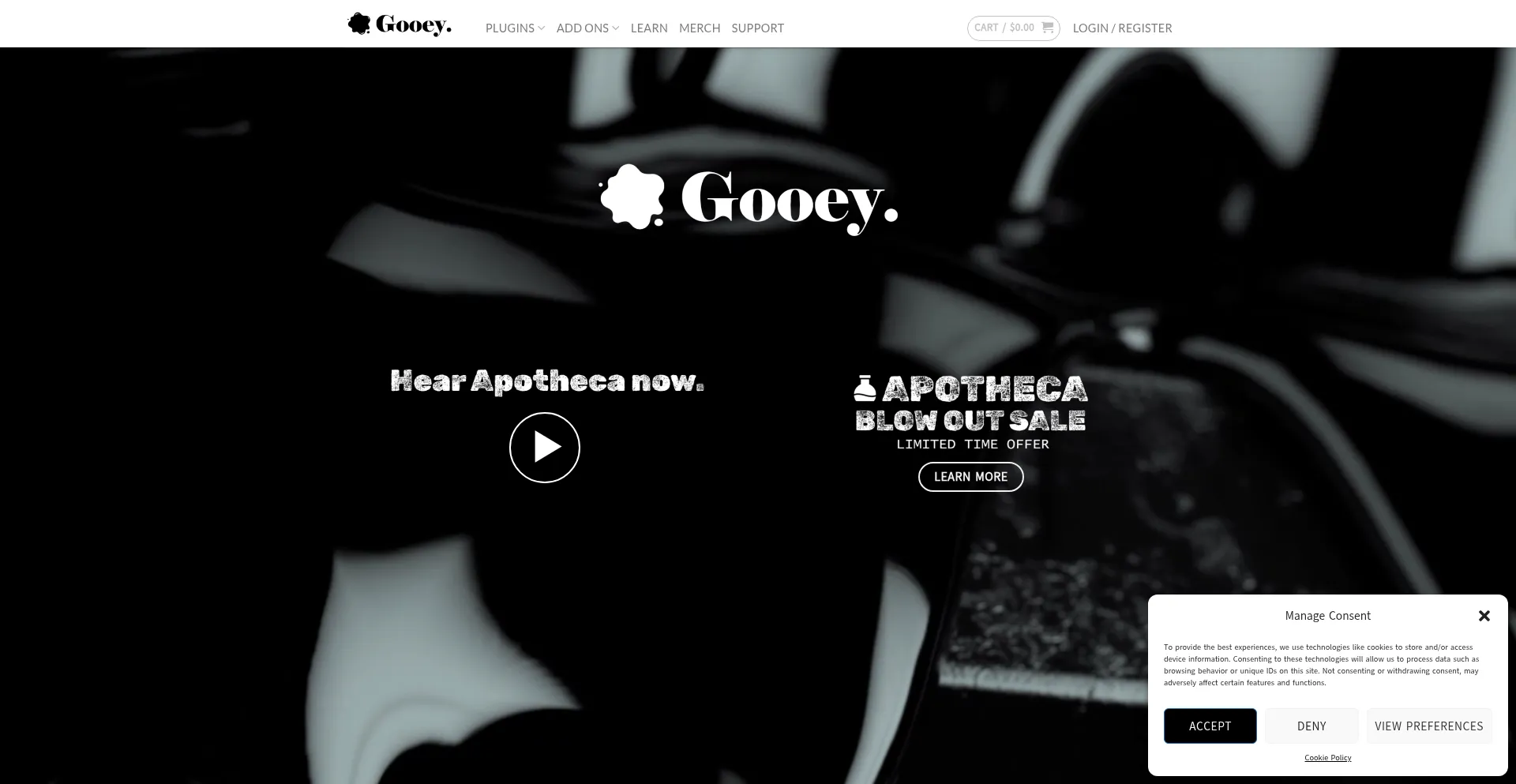 Website screenshot of Gooeyaudio.com
