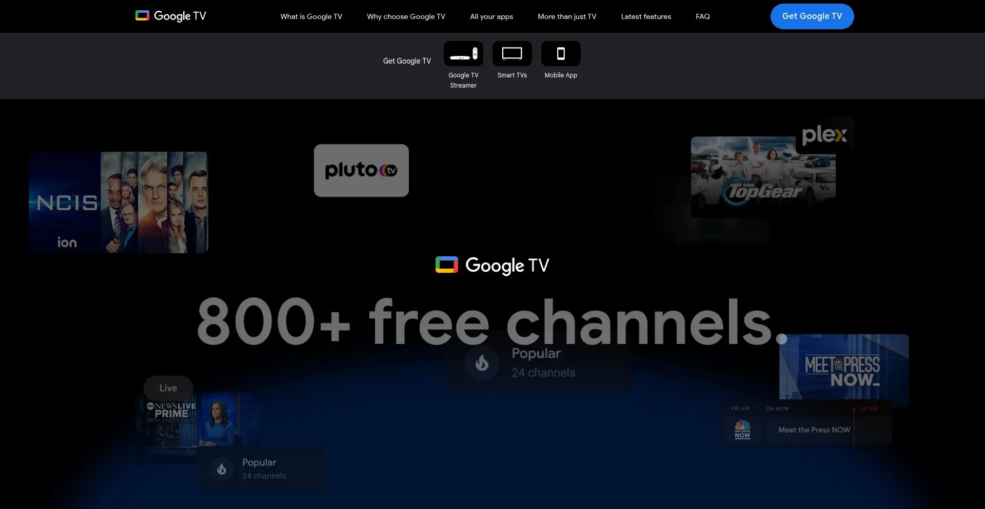 Website screenshot of Googletv.com