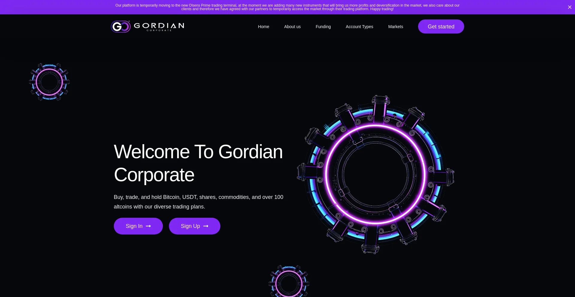 Website screenshot of Gordiancorporate.com