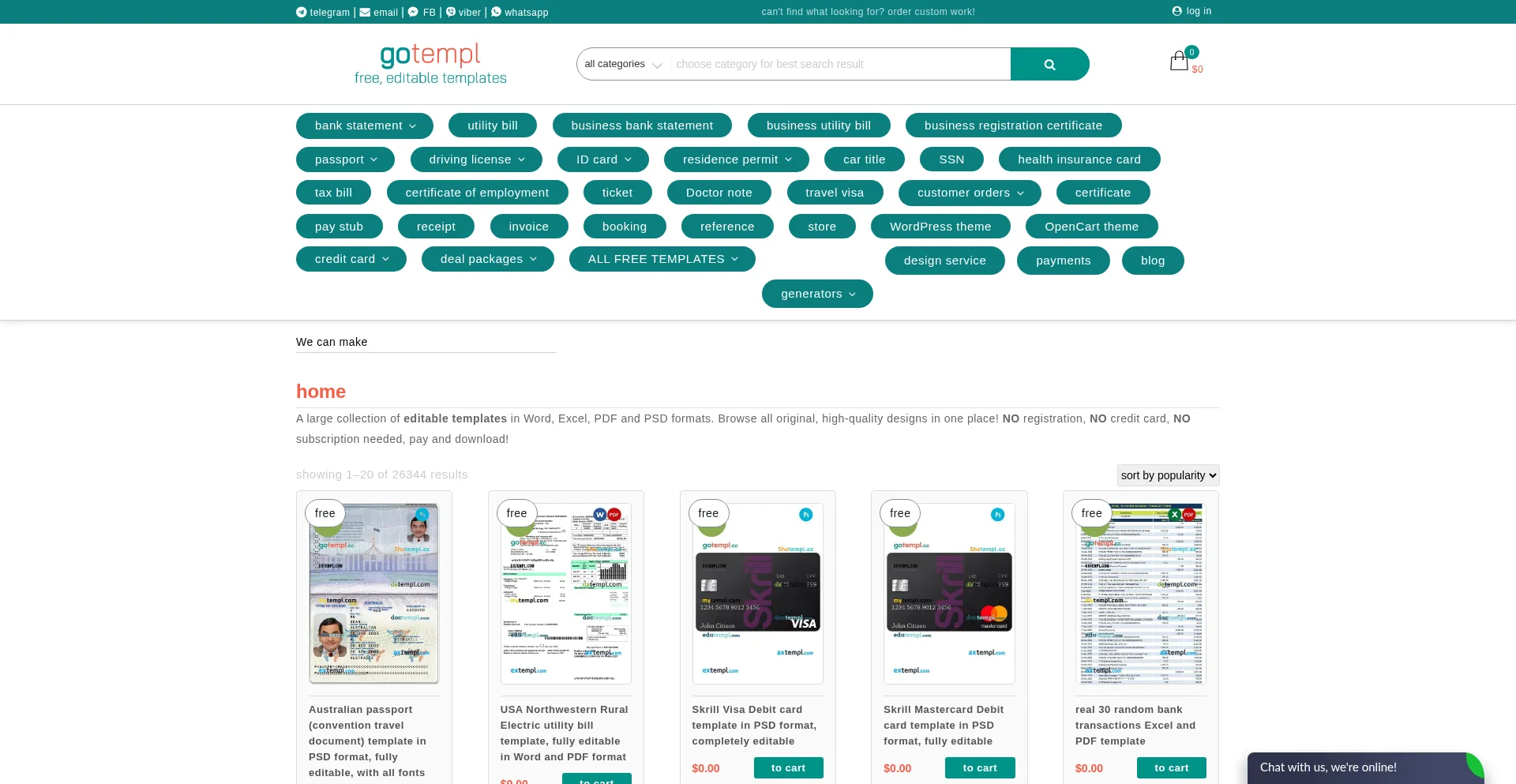 Website screenshot of Gotempl.pro