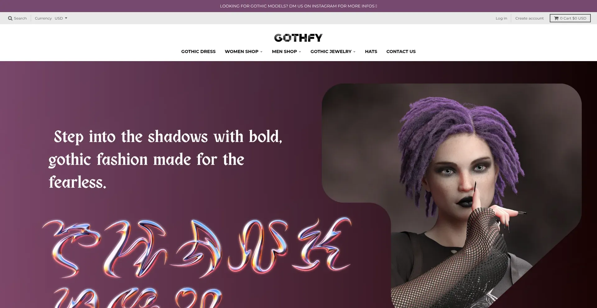 Website screenshot of Gothfy.shop