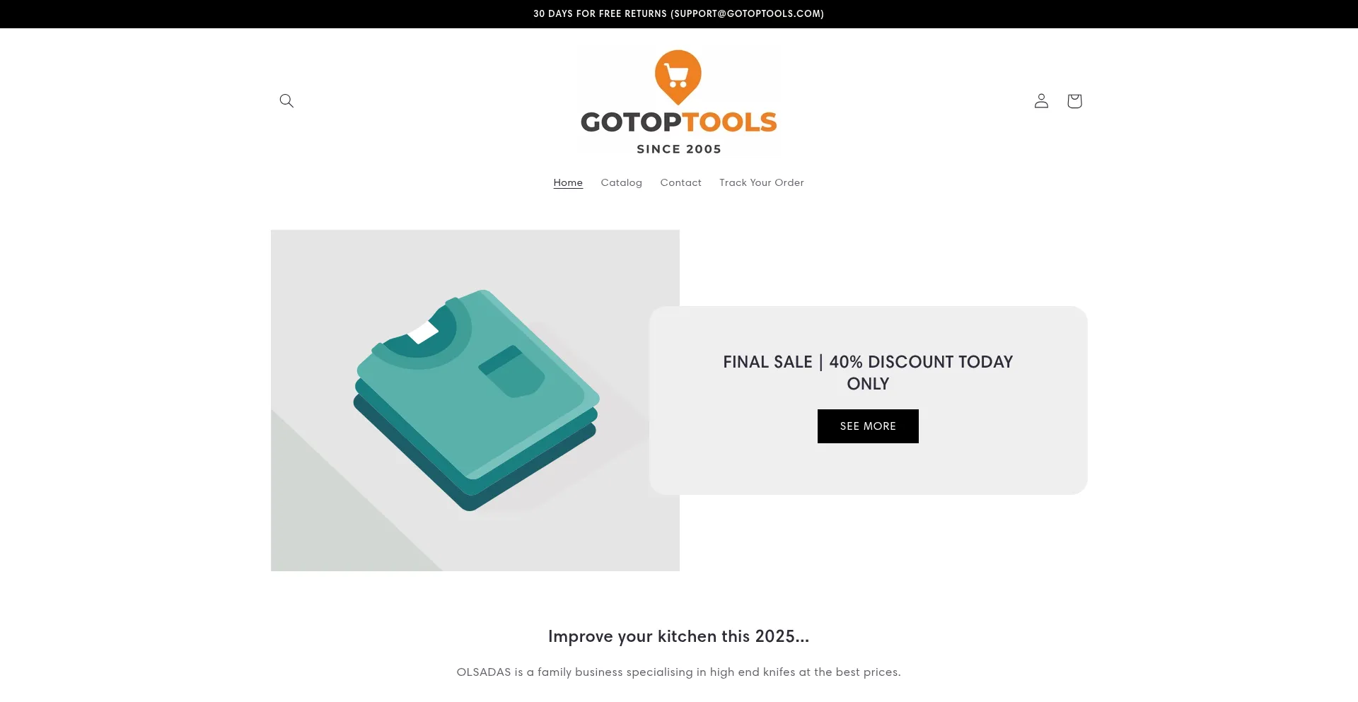 Website screenshot of Gotoptools.com