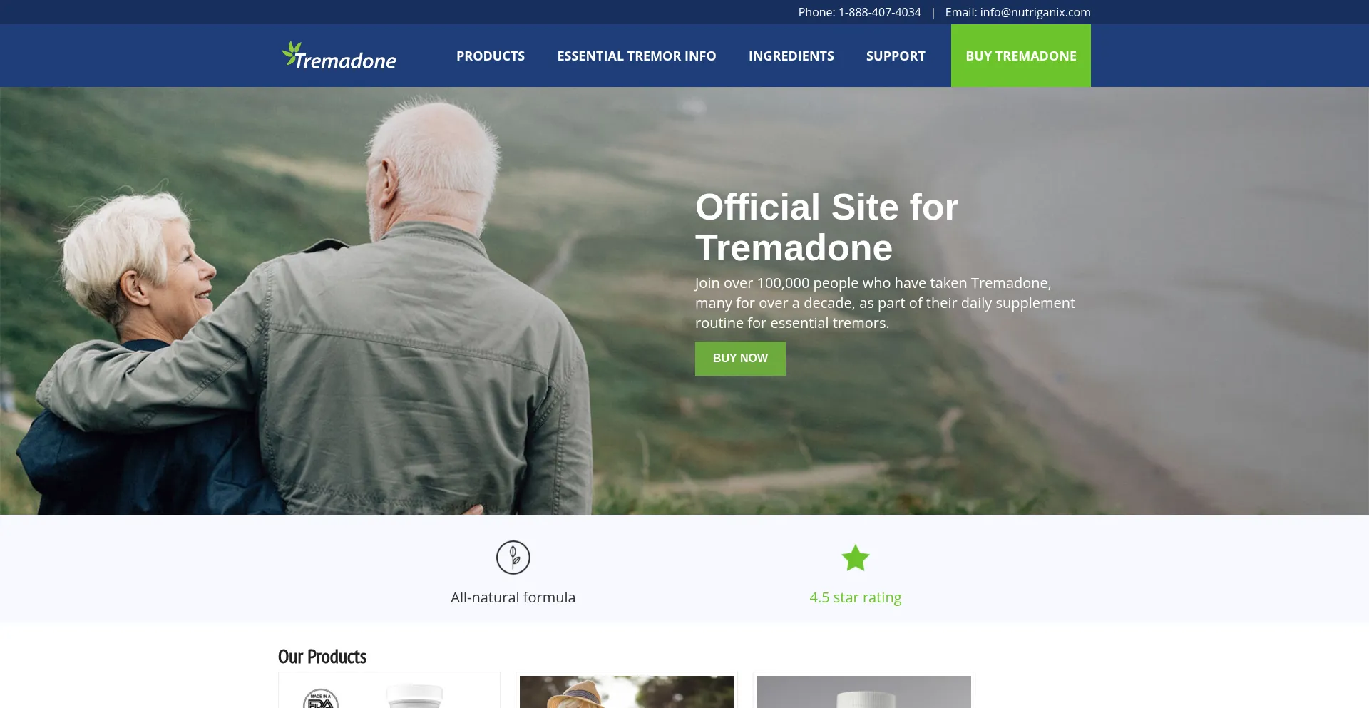 Website screenshot of Gotremadone.com