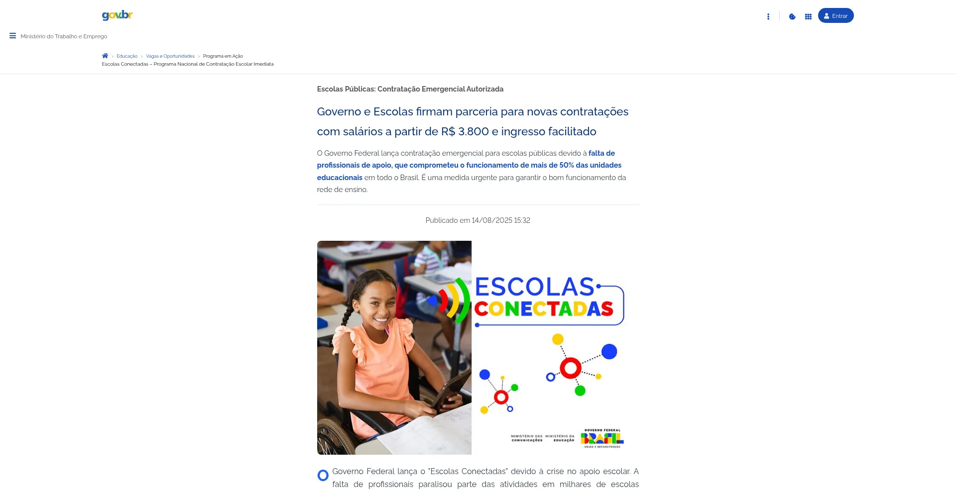 Website screenshot of Govbr.concursoescolas.org