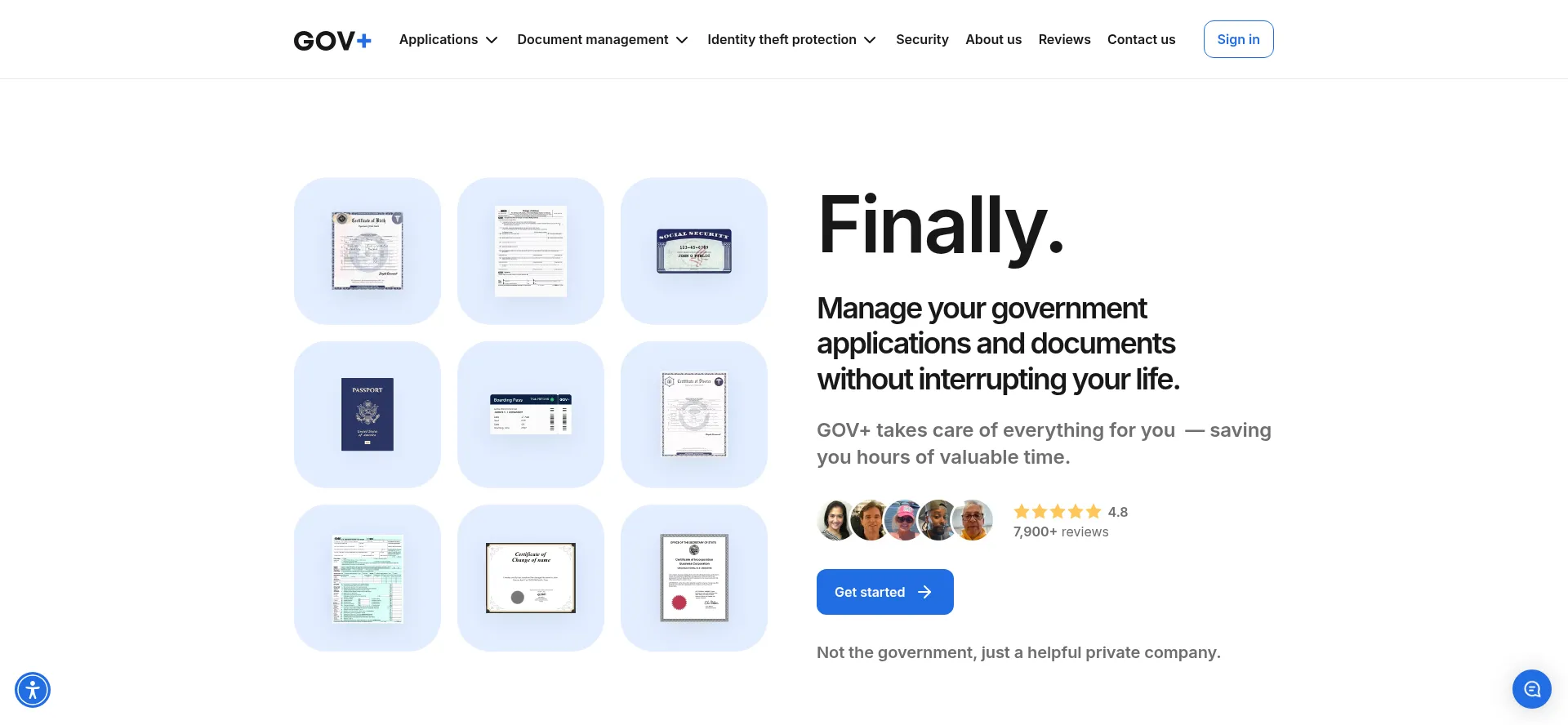 Website screenshot of Govplus.com