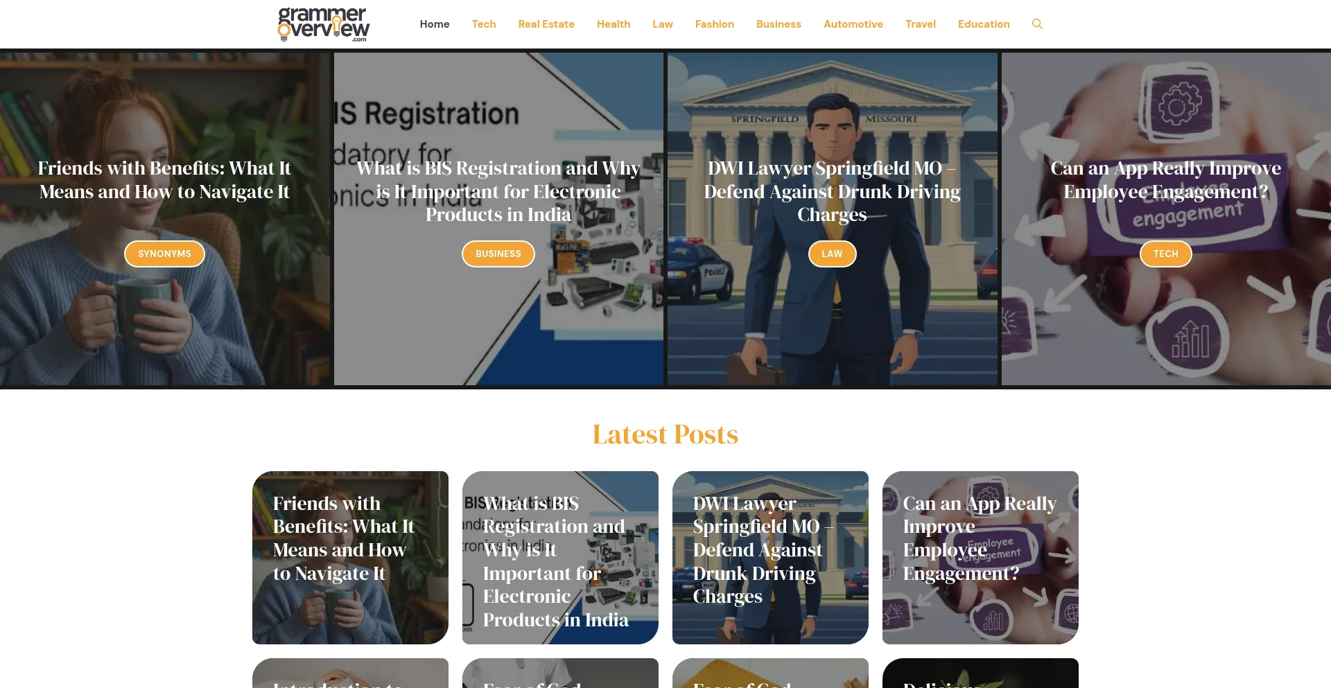 Website screenshot of Grammeroverview.com
