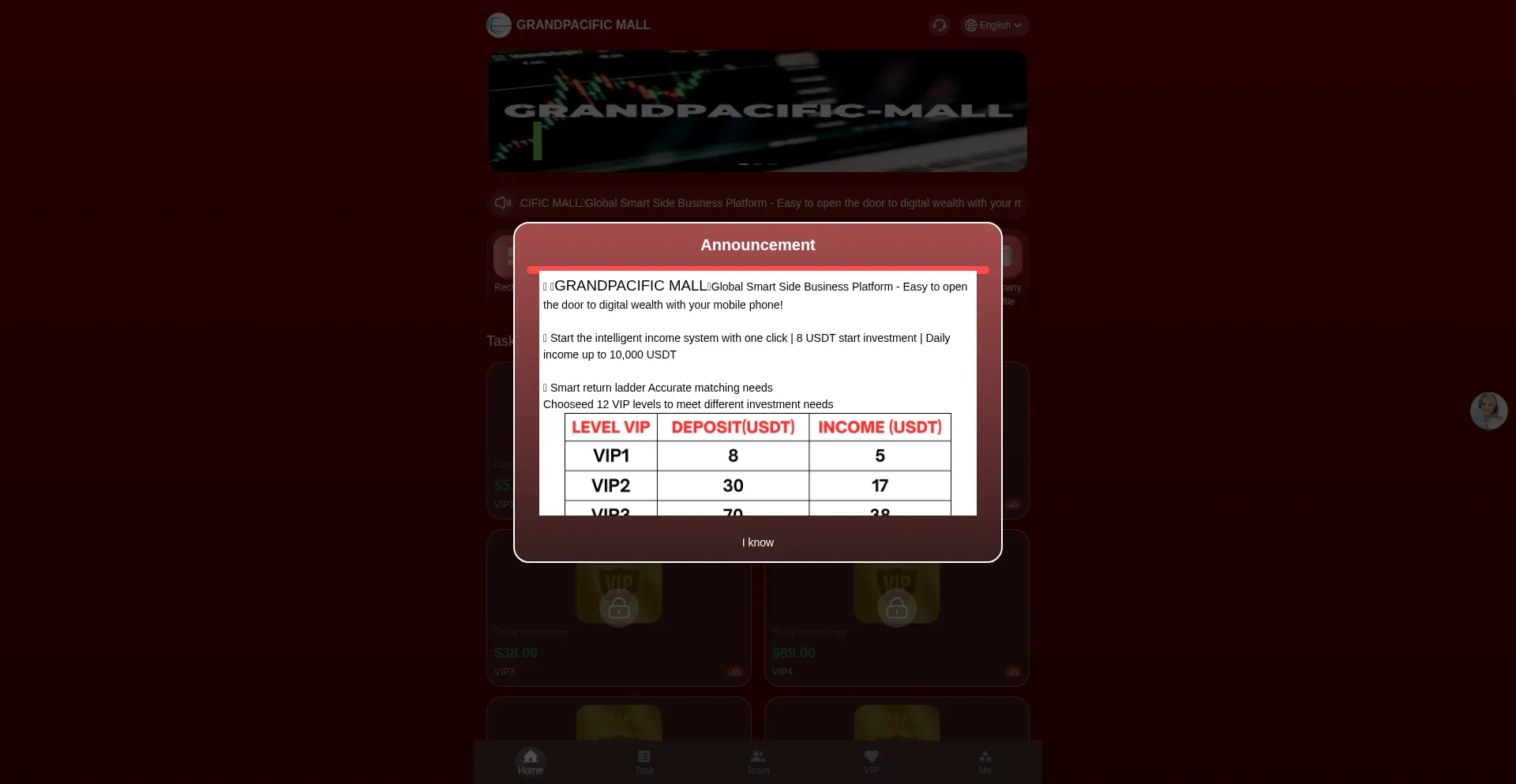 Website screenshot of Grandpacific-mall.com