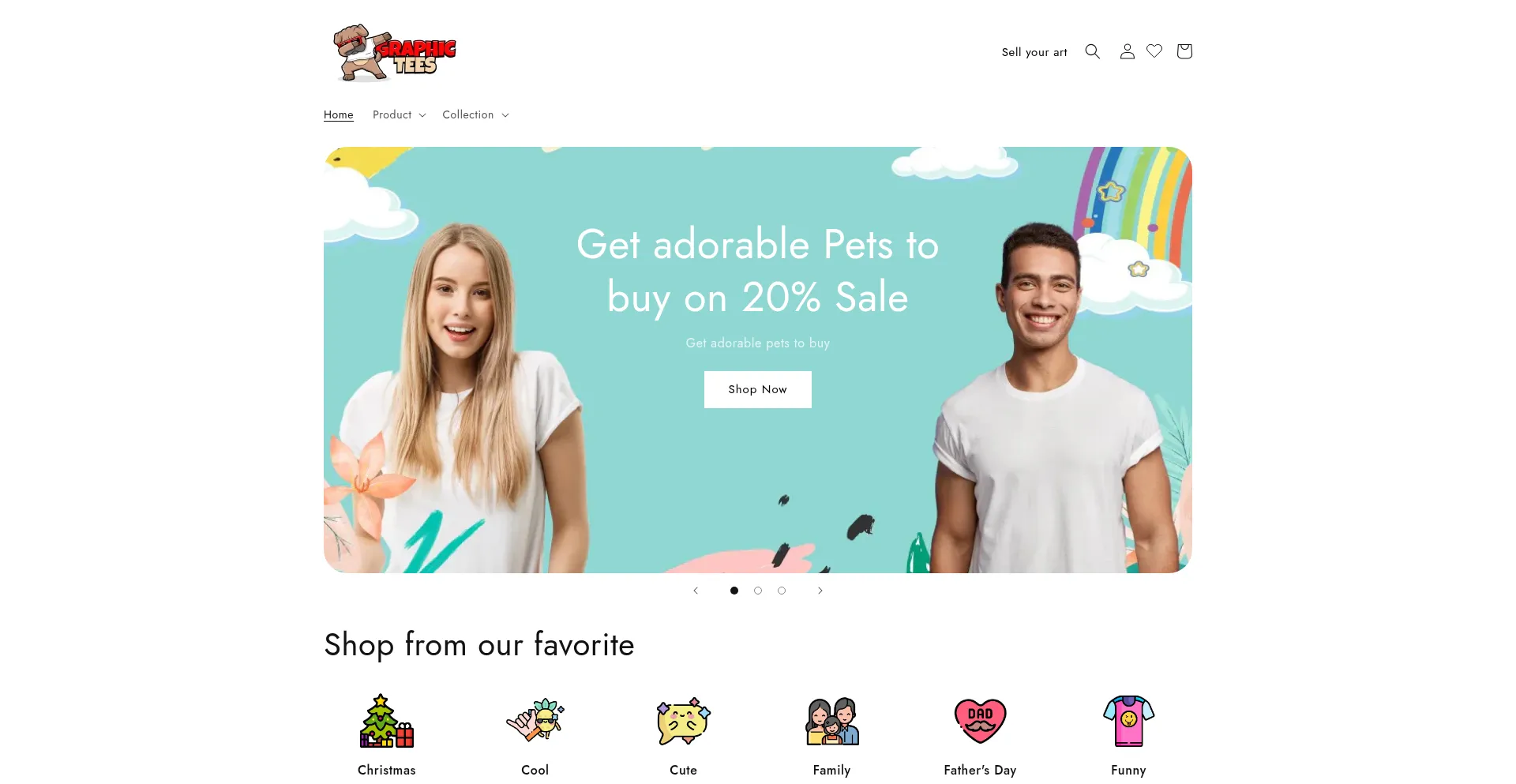 Website screenshot of Graphictees.io