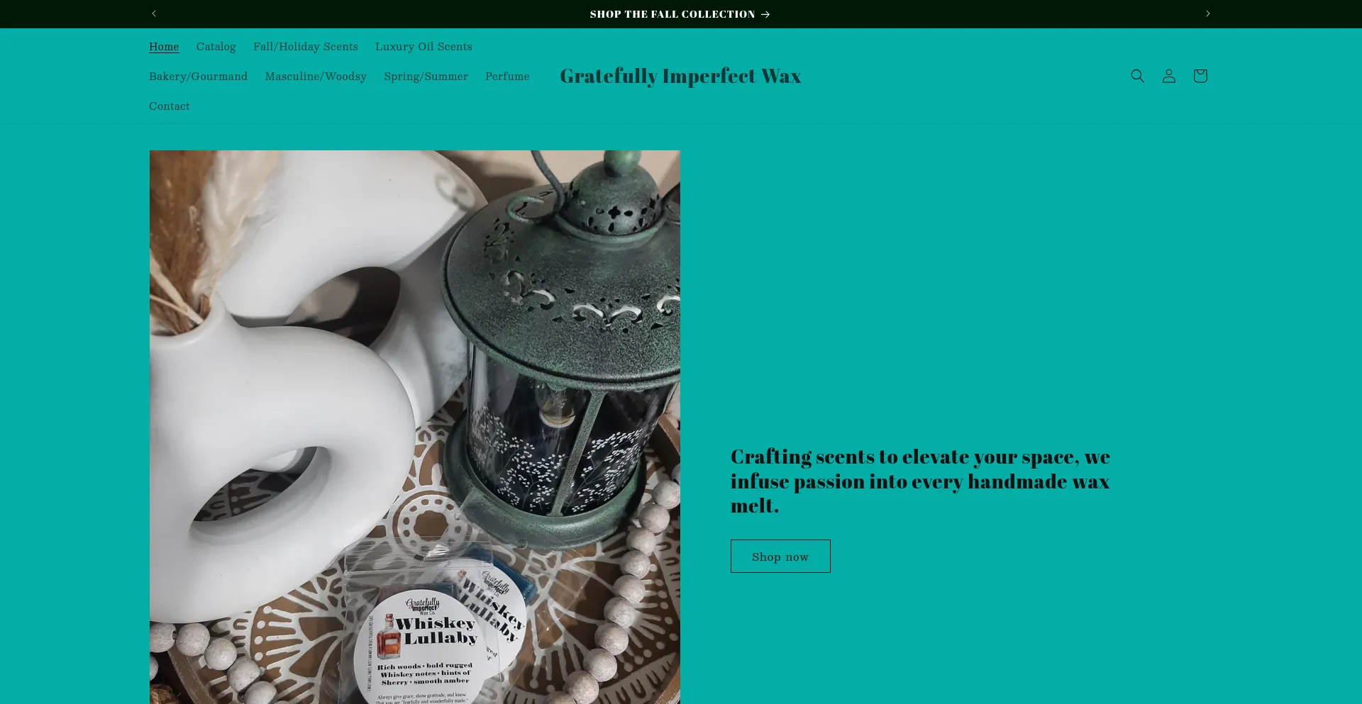 Website screenshot of Gratefullyimperfectwax.com