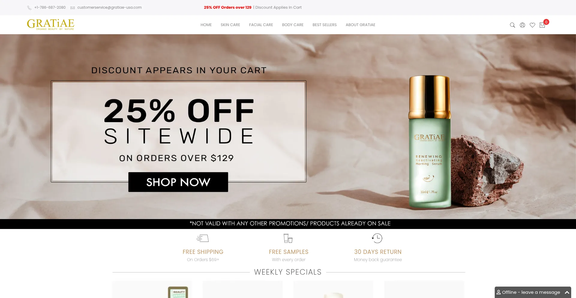 Website screenshot of Gratiae-usa.com