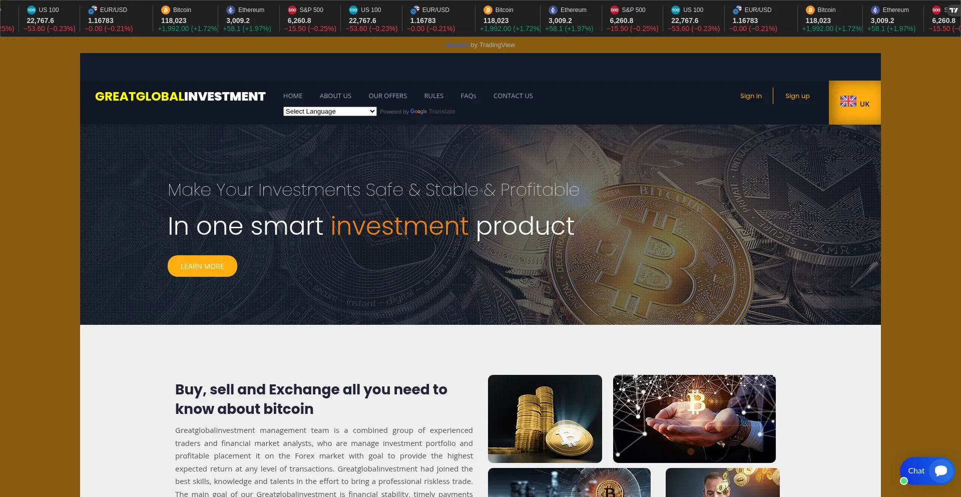 Website screenshot of Greatglobalinvestmentltd.com