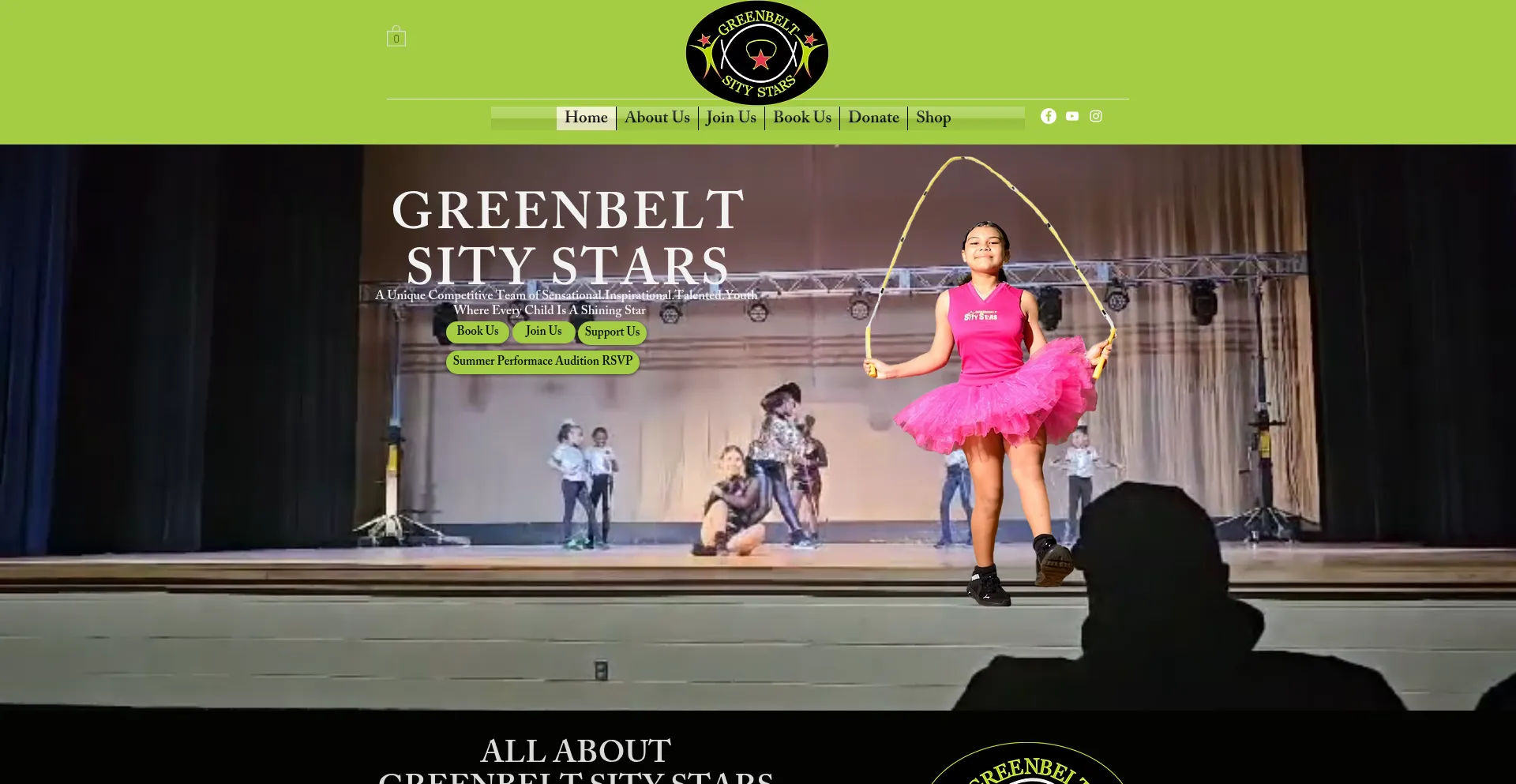 Website screenshot of Greenbeltsitystars.org