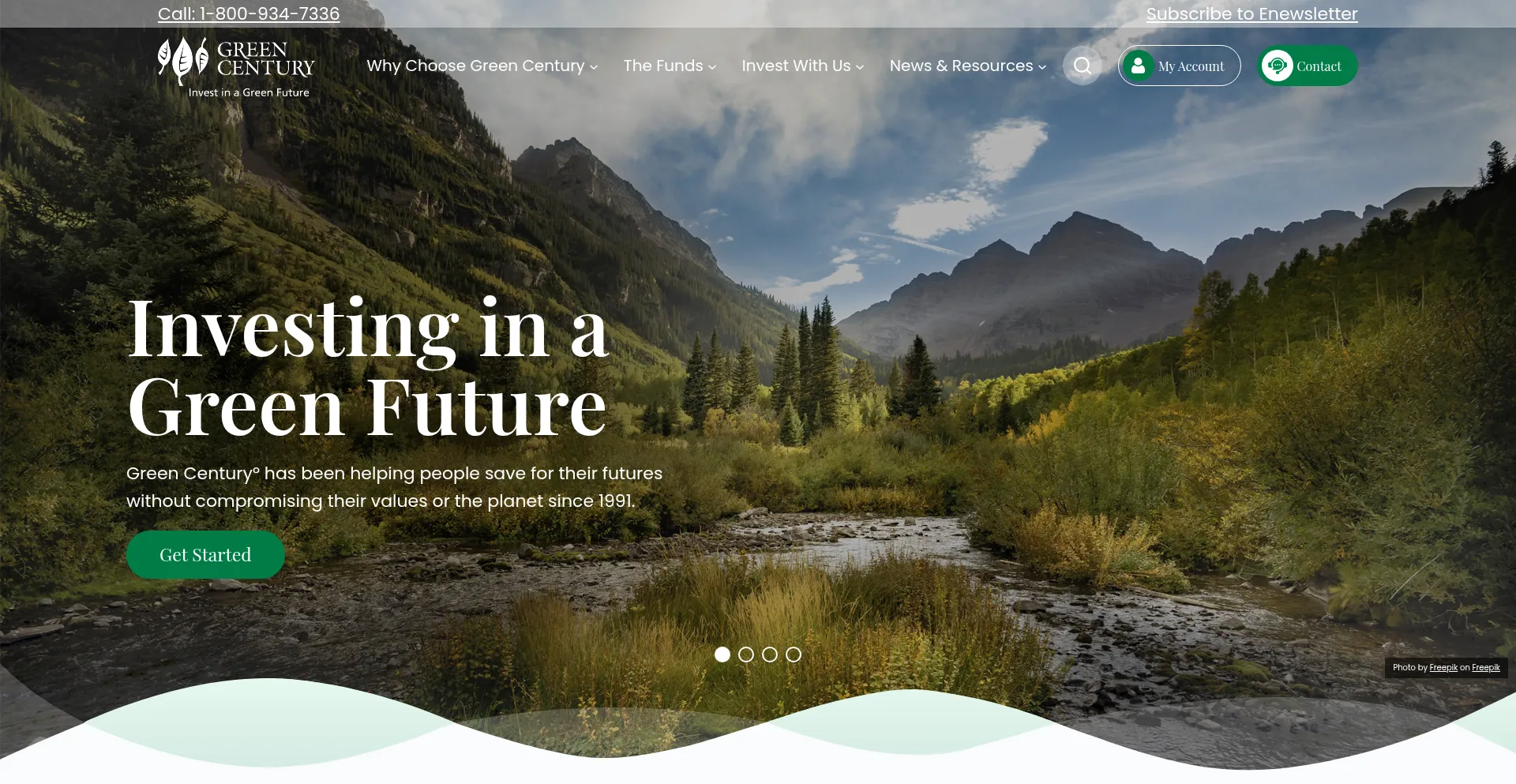 Website screenshot of Greencentury.com