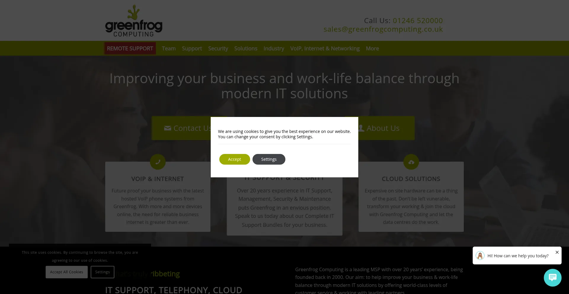 Website screenshot of Greenfrogcomputing.co.uk