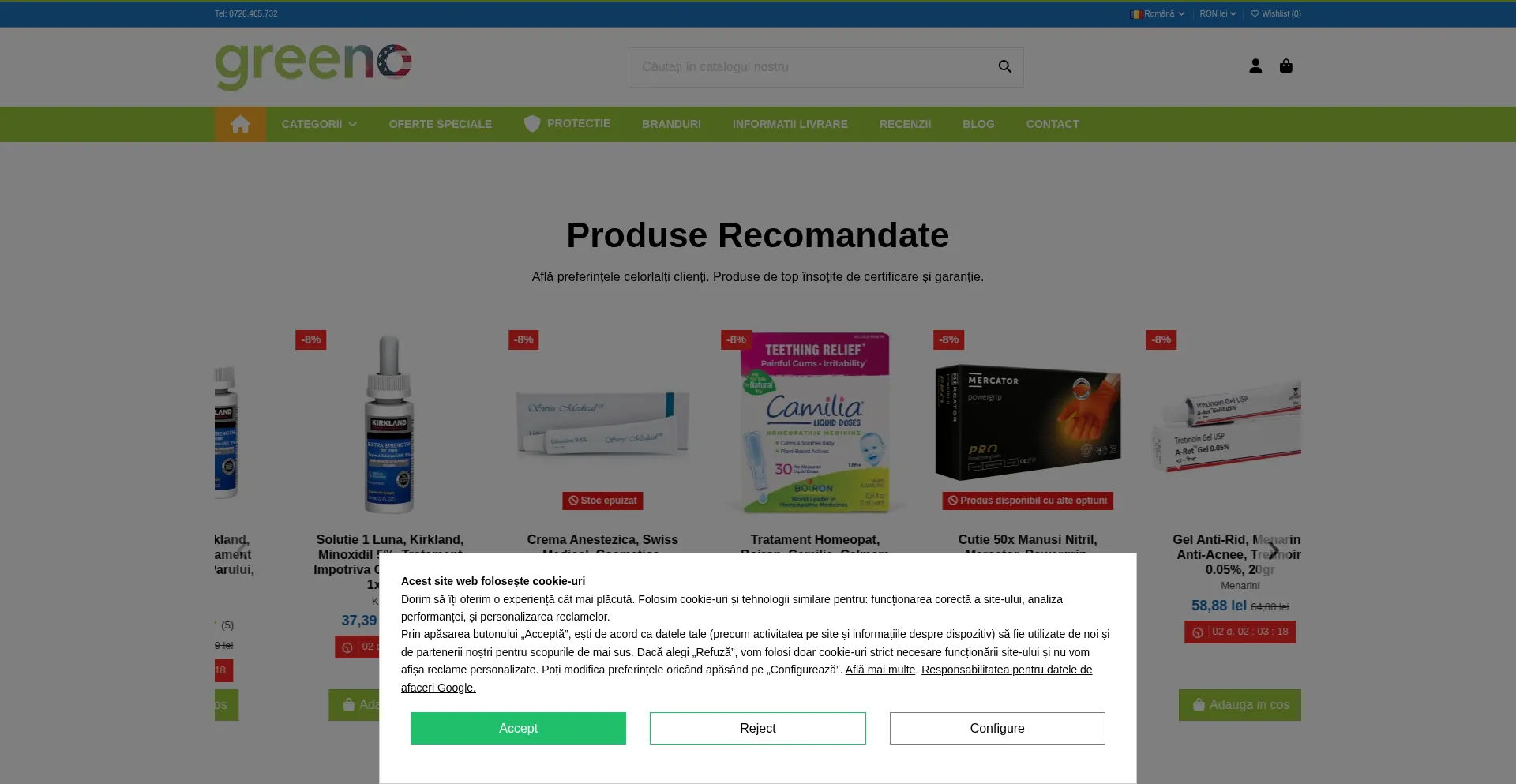 Website screenshot of Greeno.ro