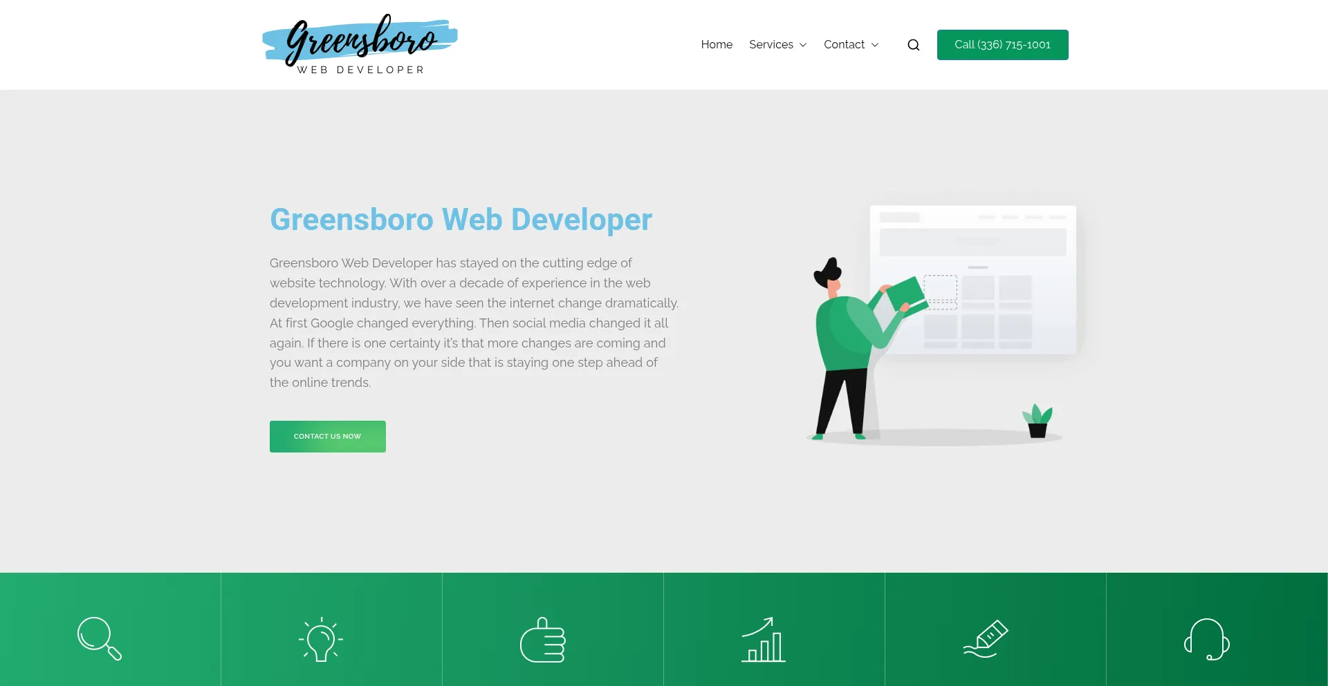 Website screenshot of Greensborowebdeveloper.com