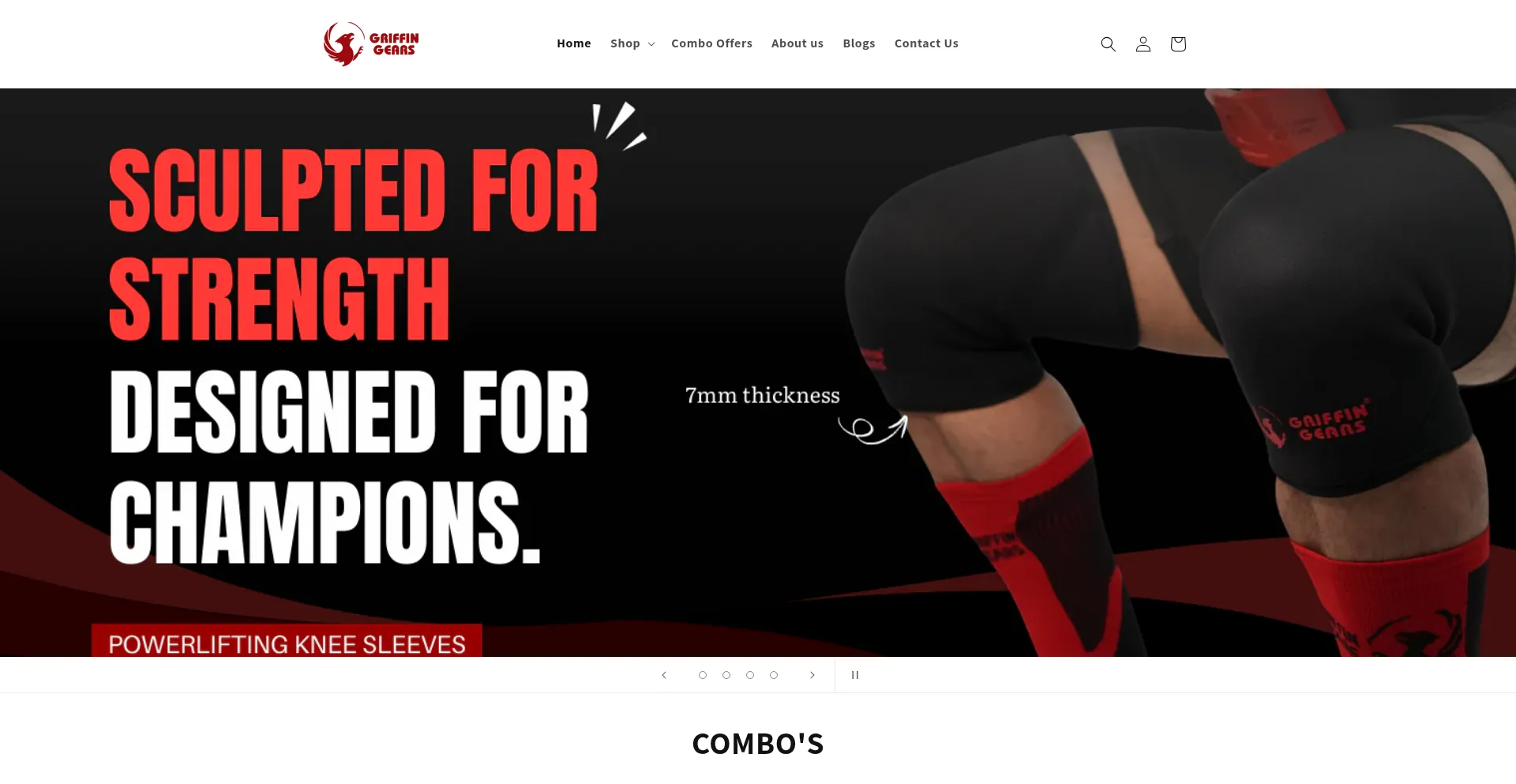 Website screenshot of Griffingears.com