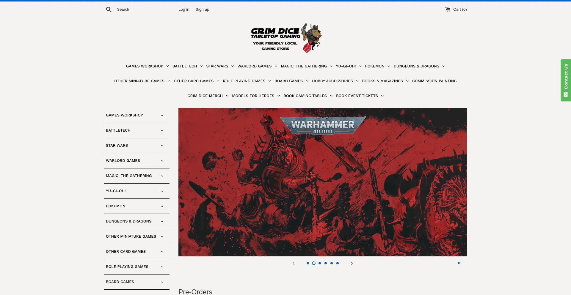 Website screenshot of Grimdice.co.uk