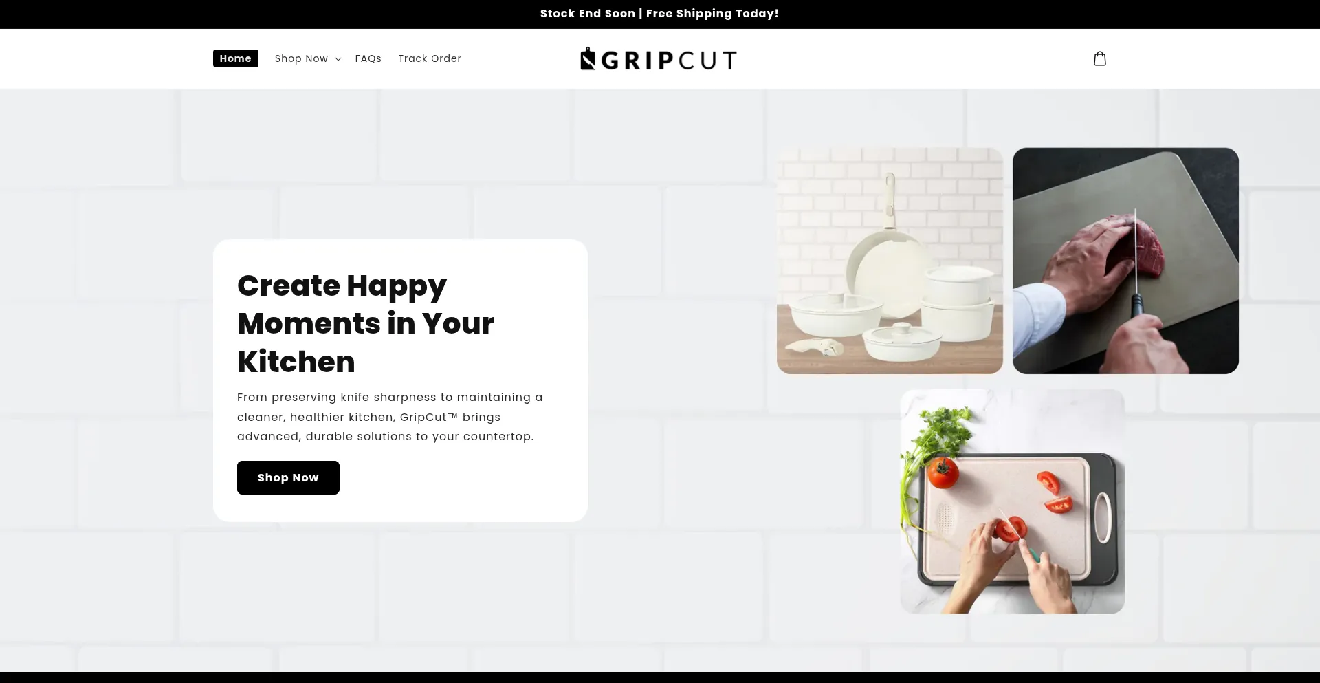 Website screenshot of Gripcut.com