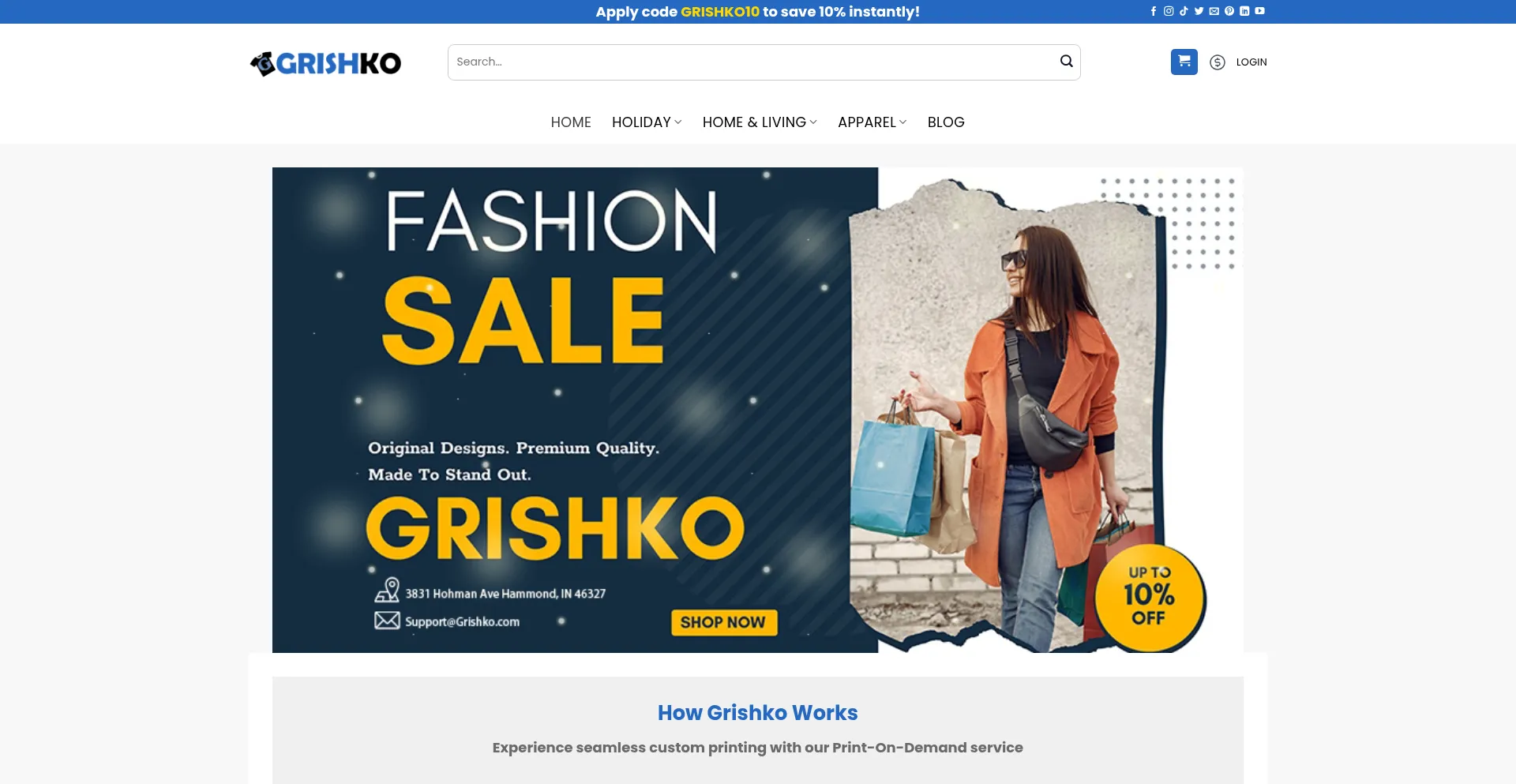 Website screenshot of Grishko.com