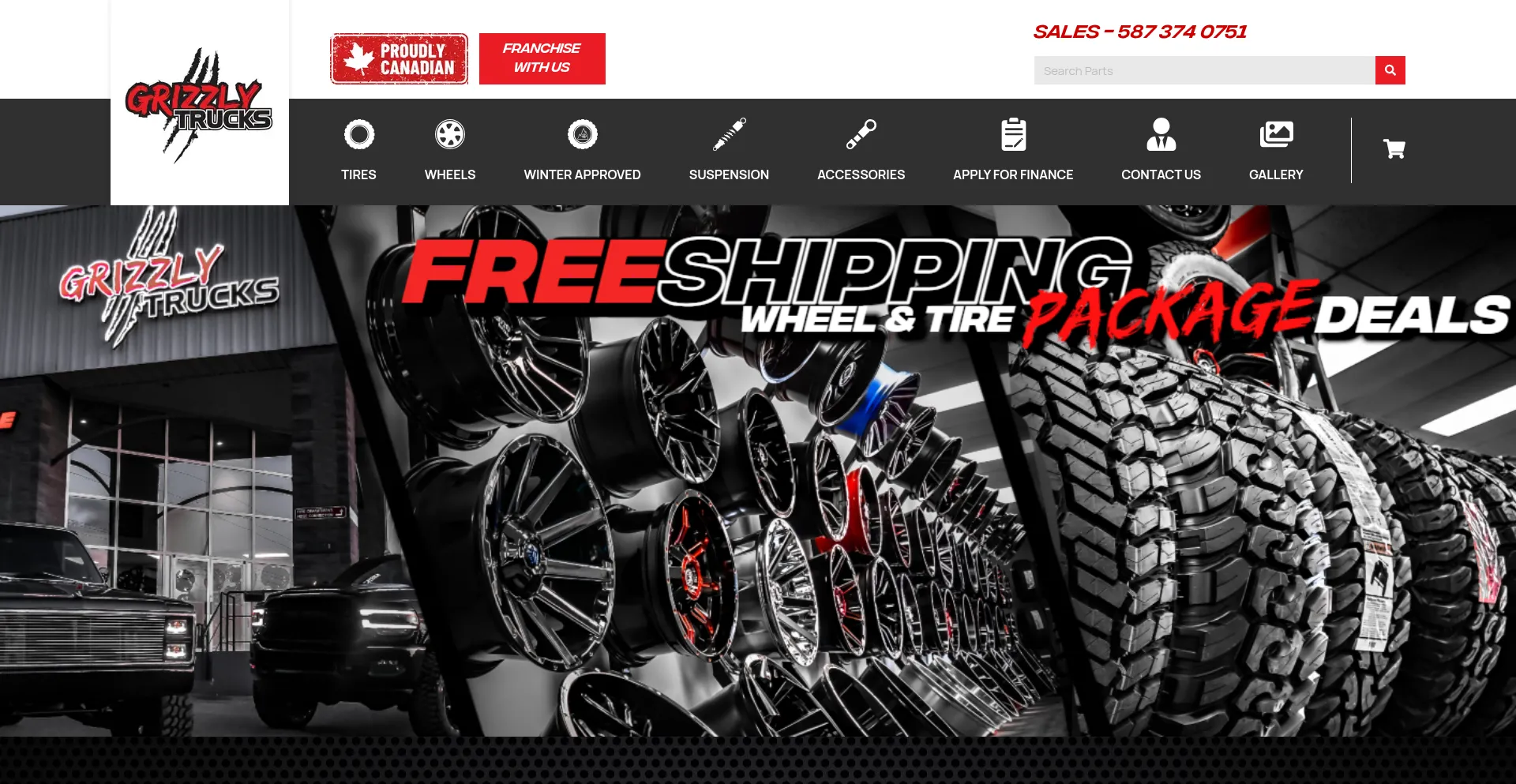 Website screenshot of Grizzlytrucks.ca
