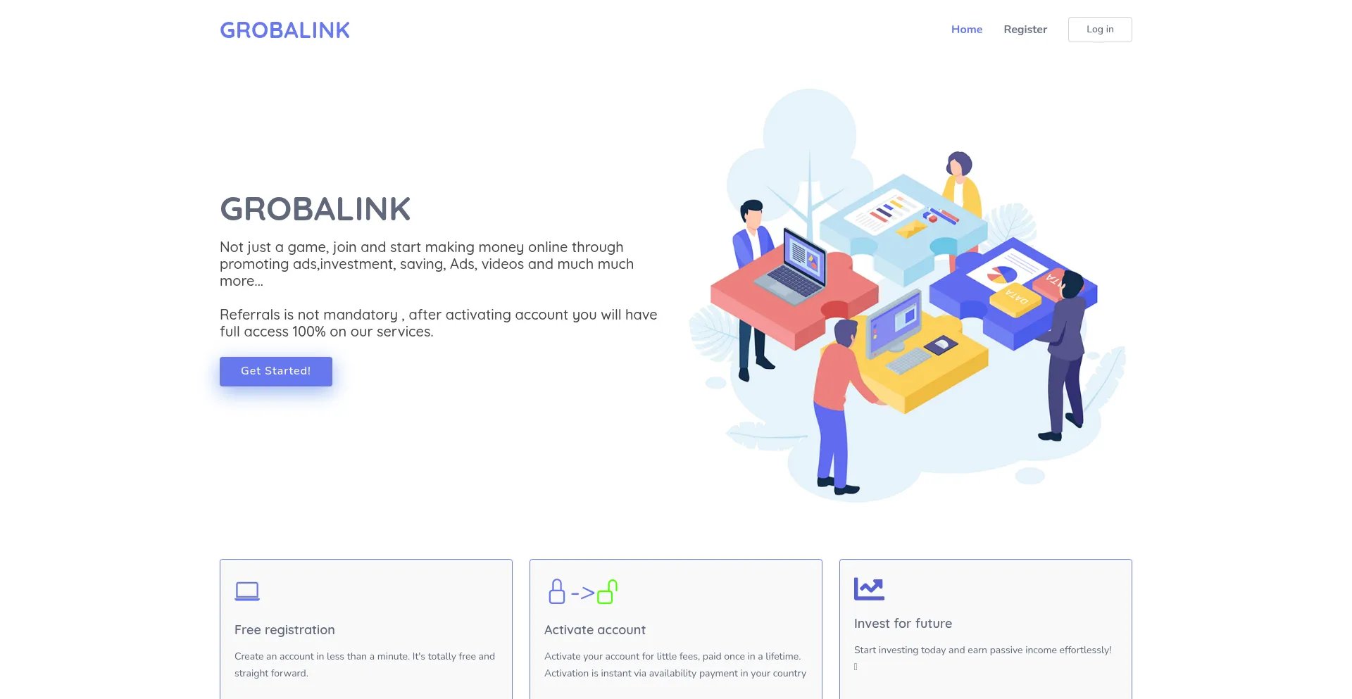 Website screenshot of Groballink.com