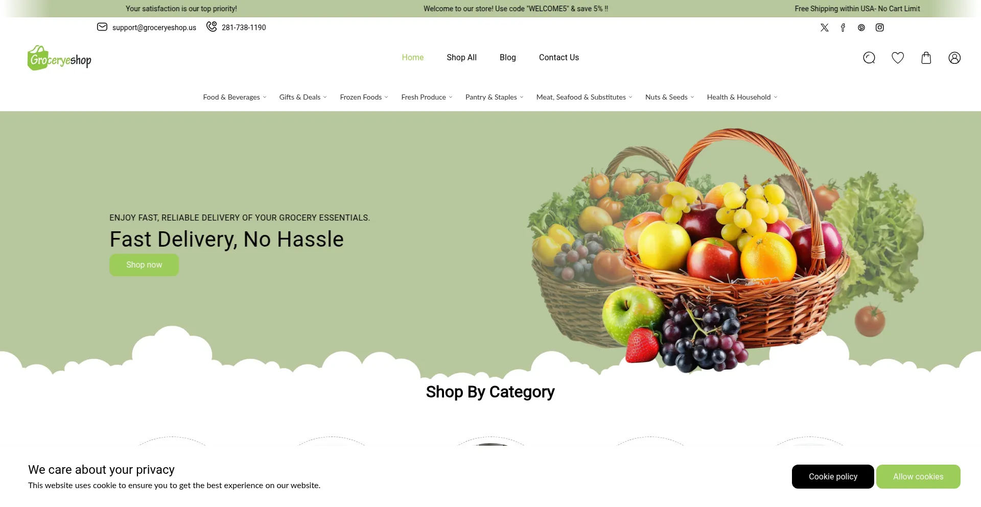 Website screenshot of Groceryeshop.us