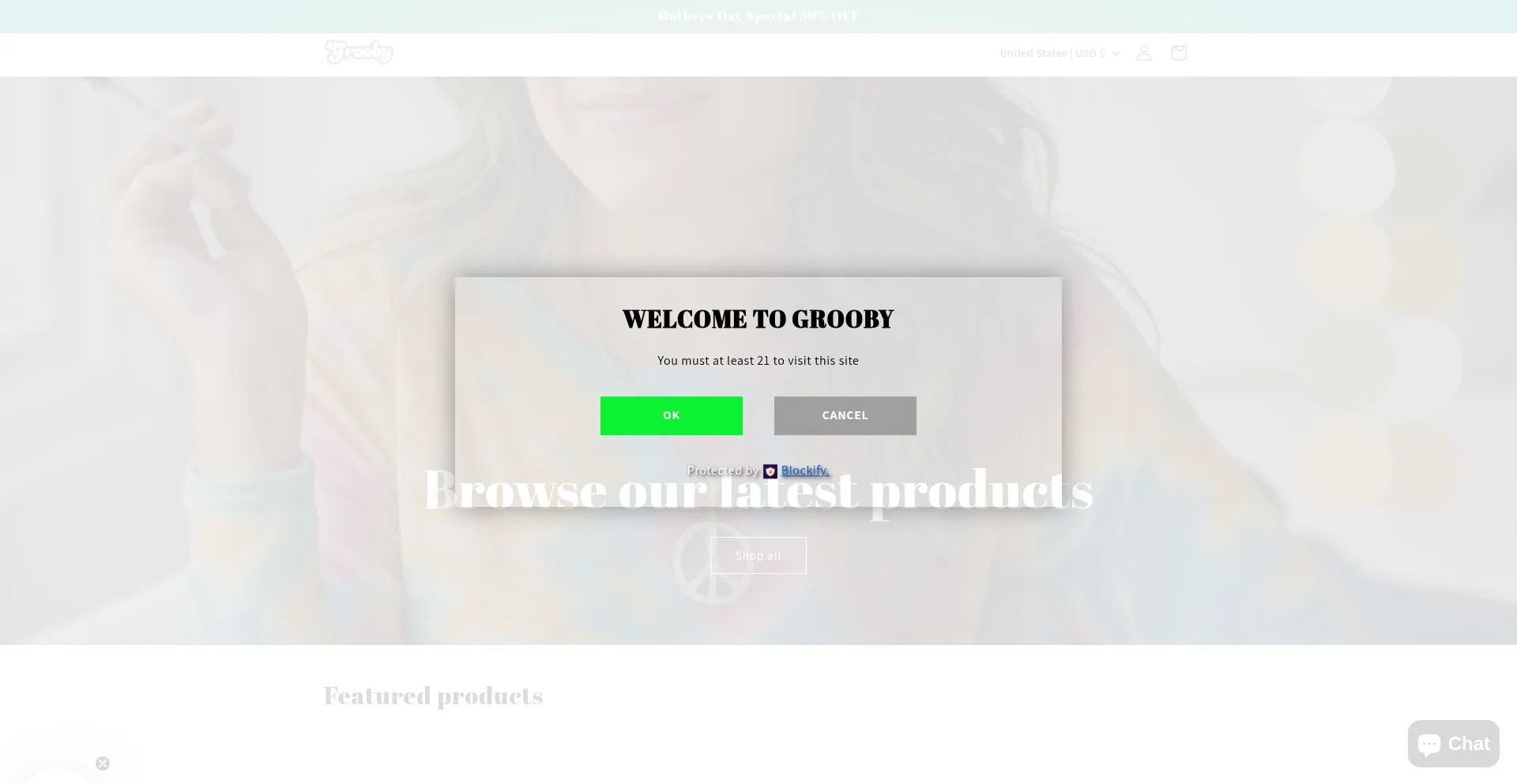 Website screenshot of Groobyshop.com