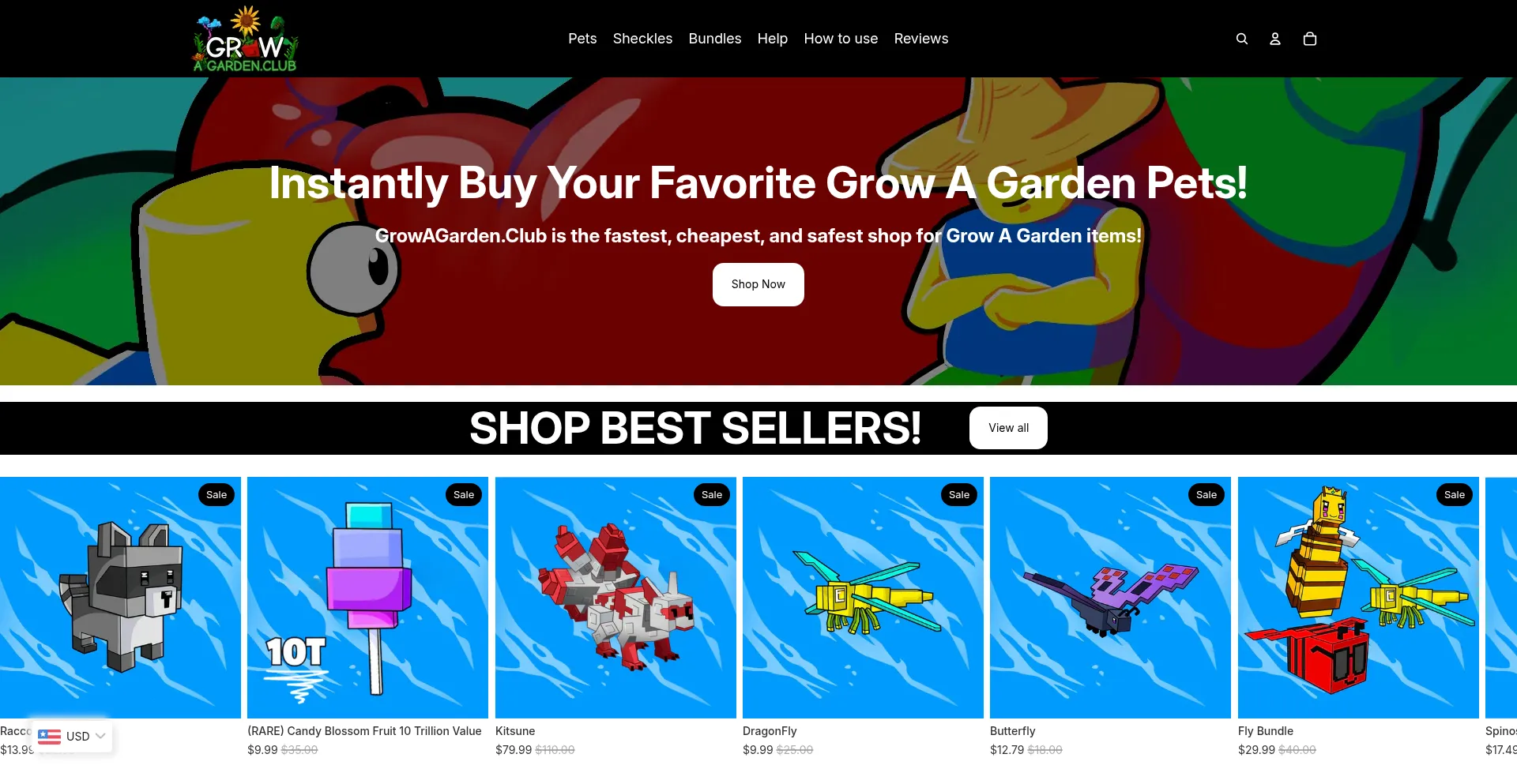 Website screenshot of Growagarden.club