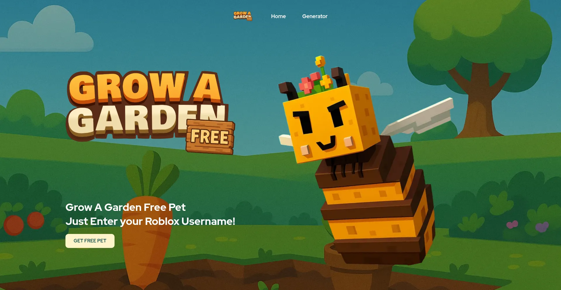 Website screenshot of Growagardenfree.com