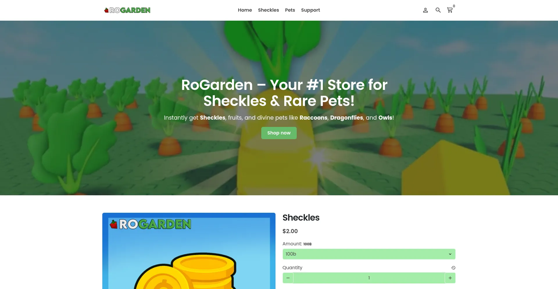 Website screenshot of Growagardenshop.com