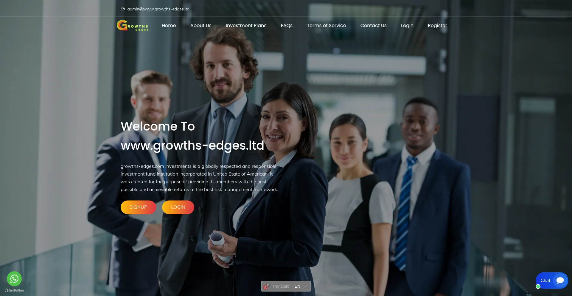 Website screenshot of Growths-edges.ltd