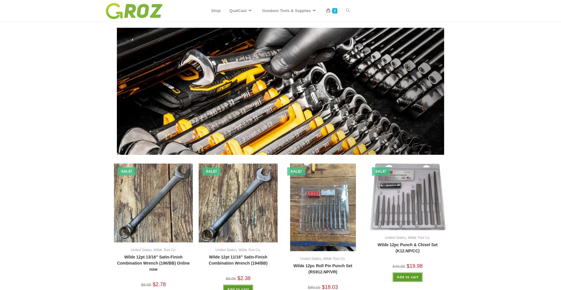 Website screenshot of Grozindustrialtools.com
