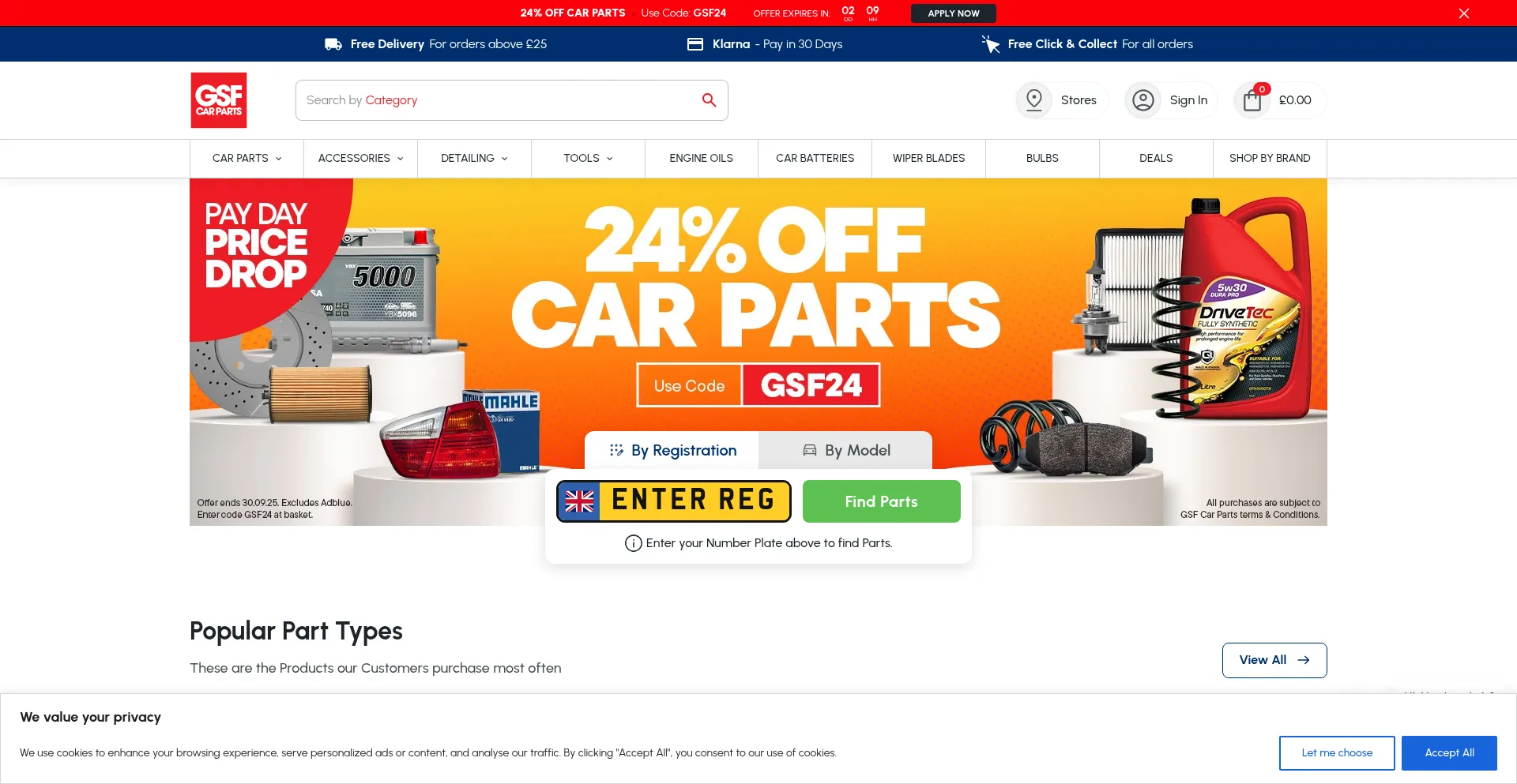 Gsfcarparts.com Screenshot