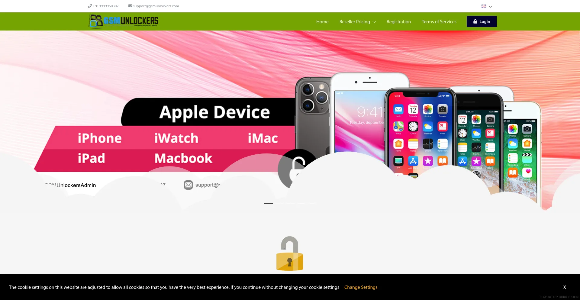 Website screenshot of Gsmunlockers.com
