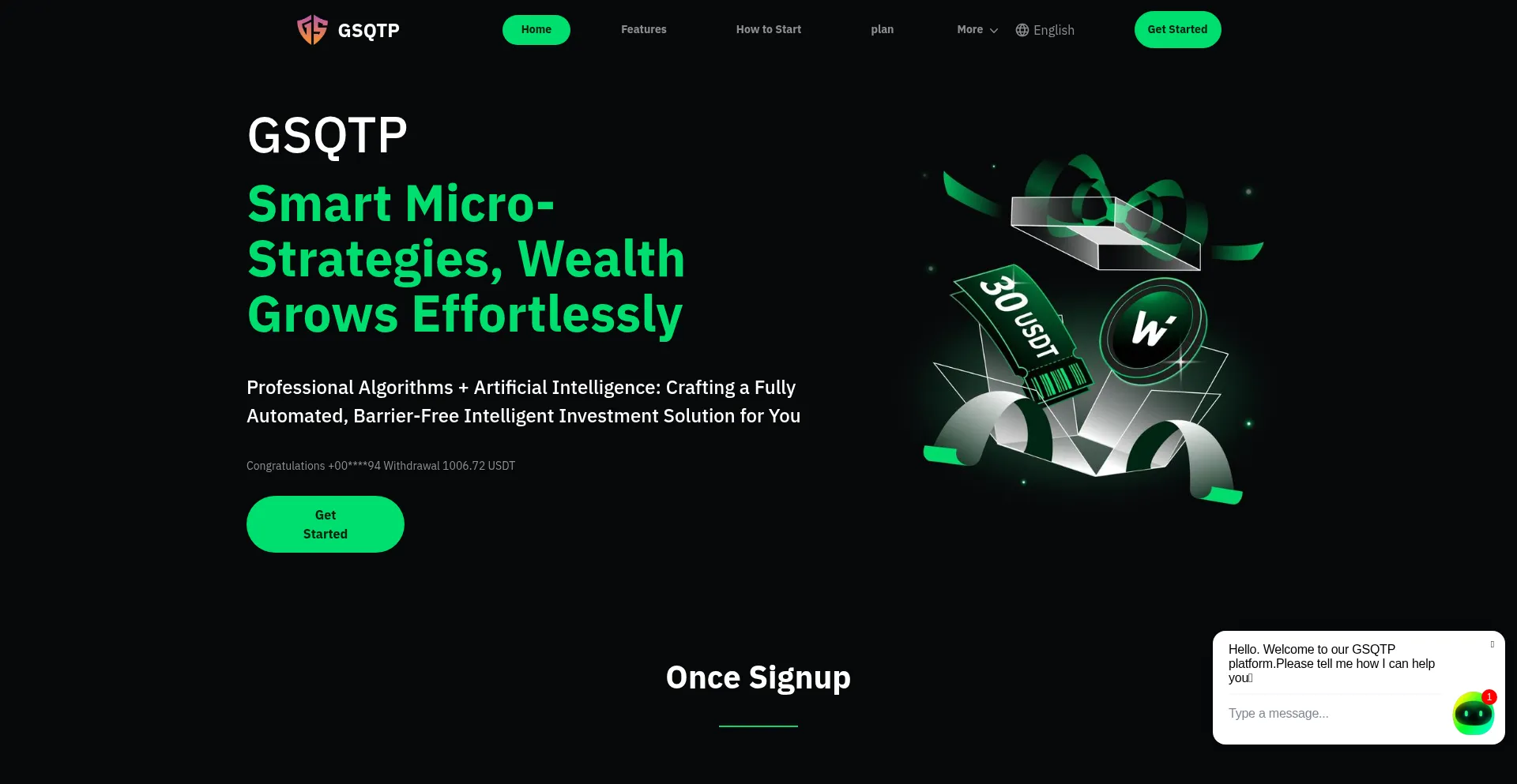 Website screenshot of Gsqtp.ai