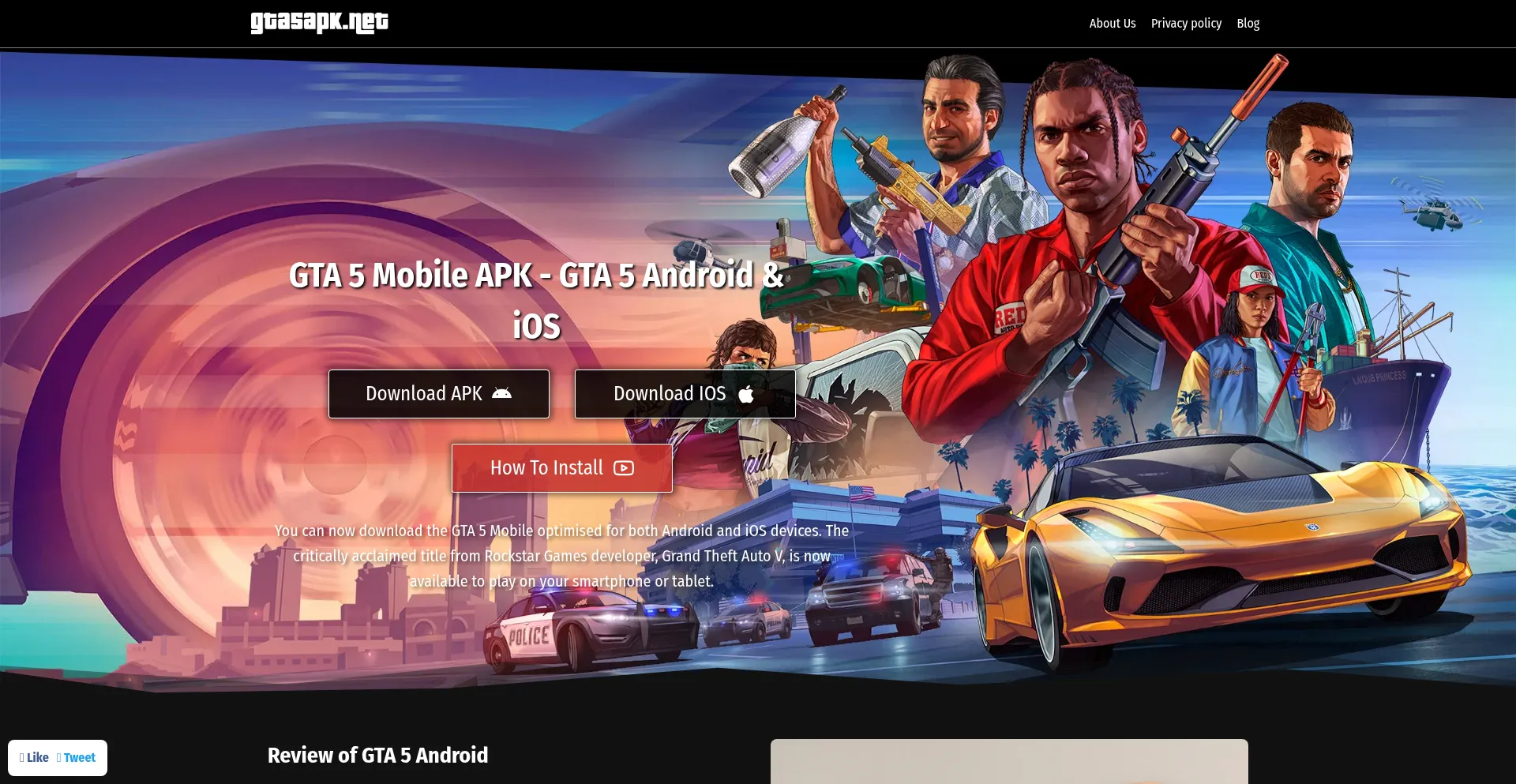 Website screenshot of Gta5apk.net