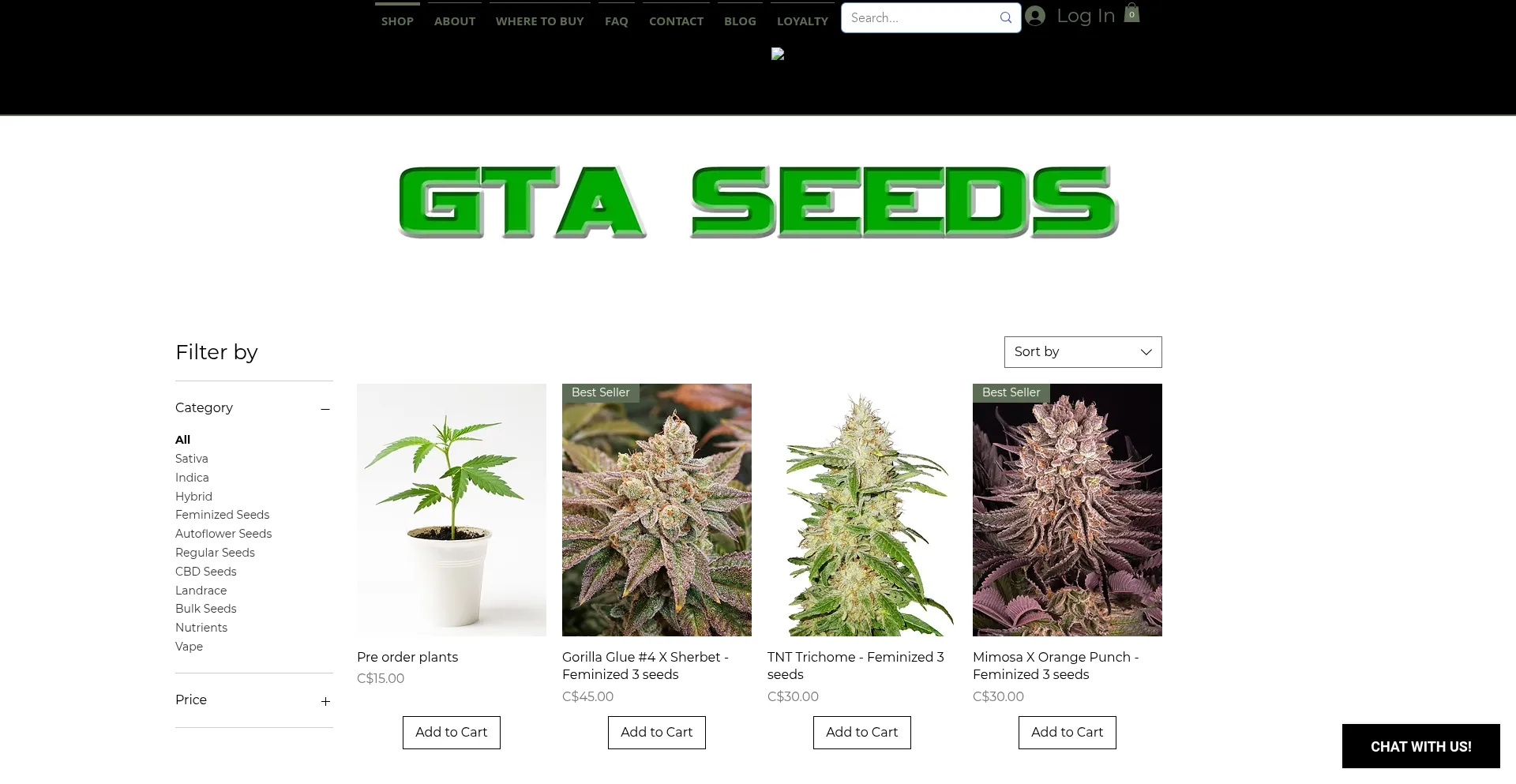 Website screenshot of Gtaseed.com