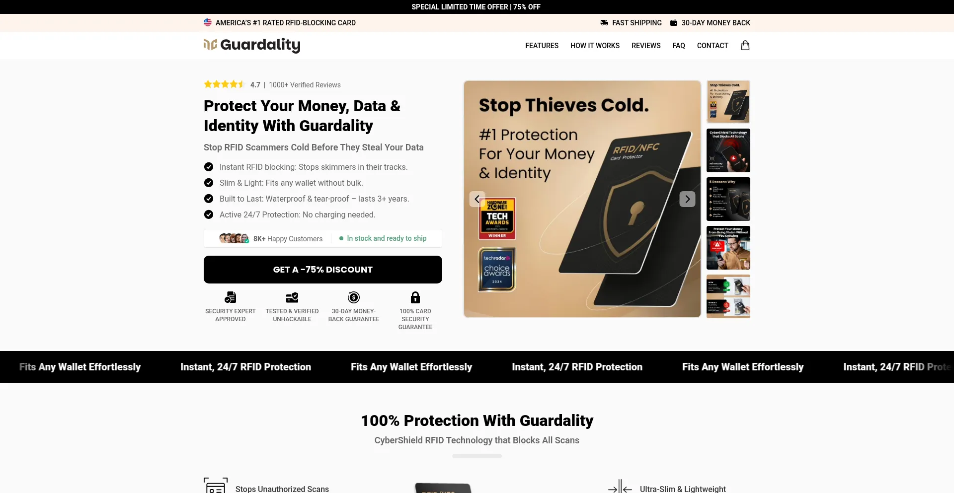 Website screenshot of Guardality.com