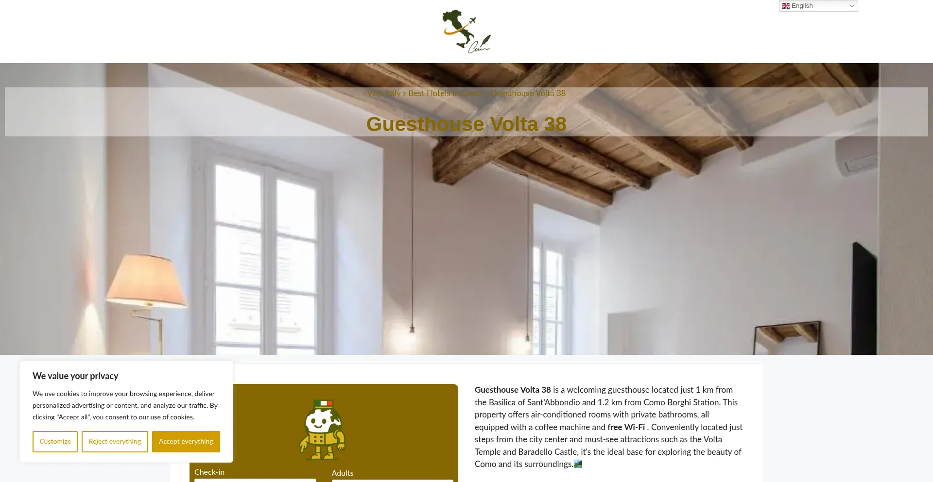 Website screenshot of Guesthouse-volta-38.dreaminginrome.com