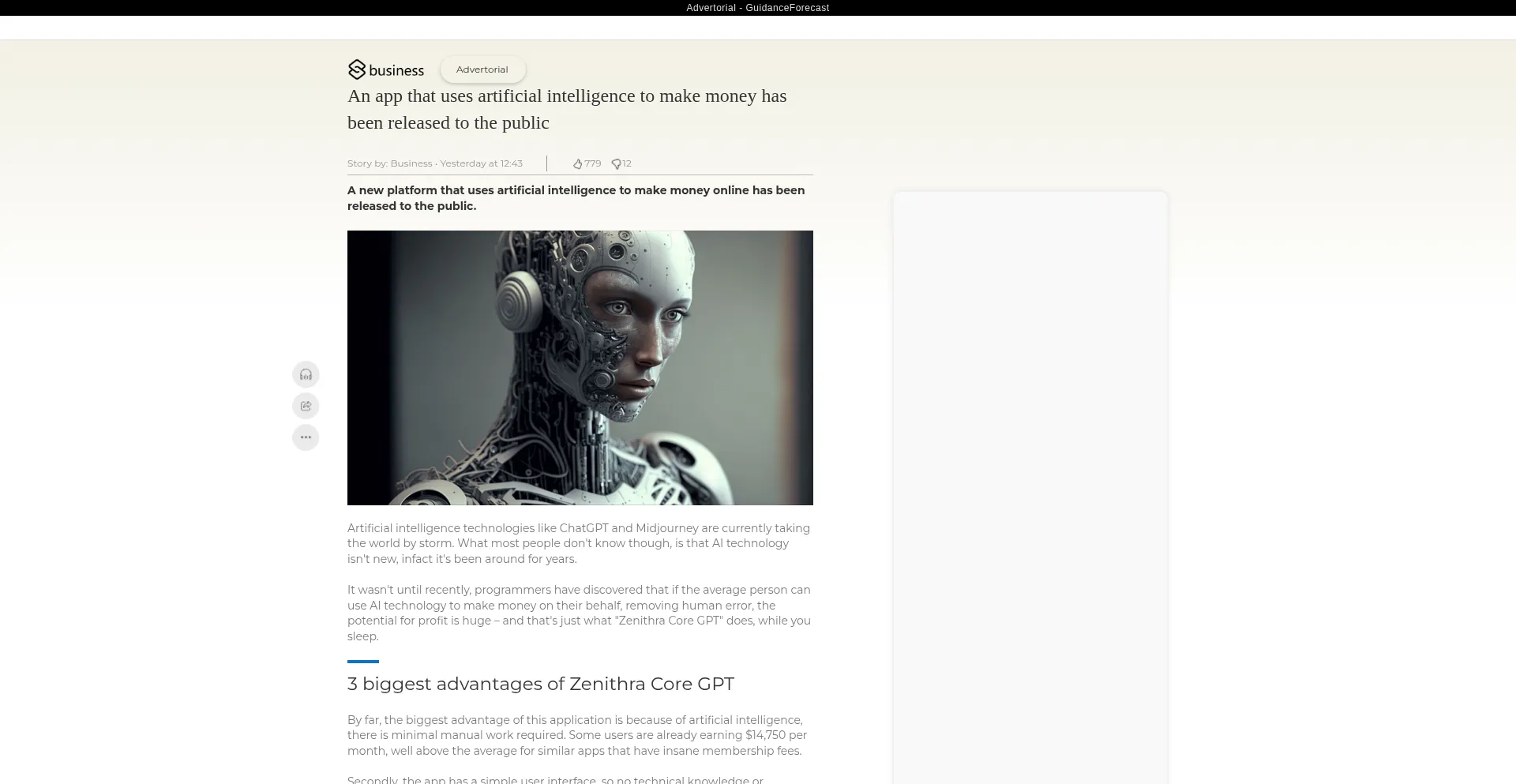Website screenshot of Guidanceforecast.info